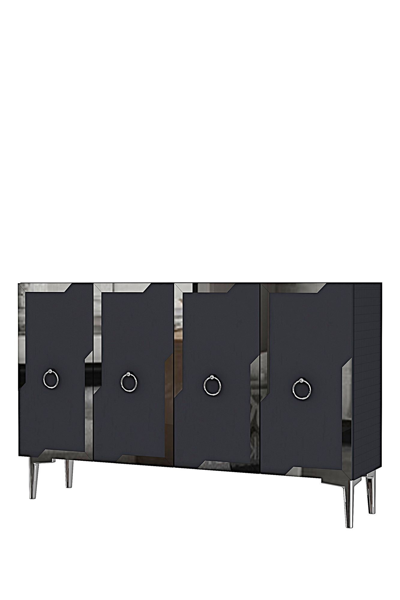 Consola Seza 120, 120 x 75 x 32 cm, antracit argintiu, PAL melaminat, oglinda inclusa, antracit / silver — imaginea 4