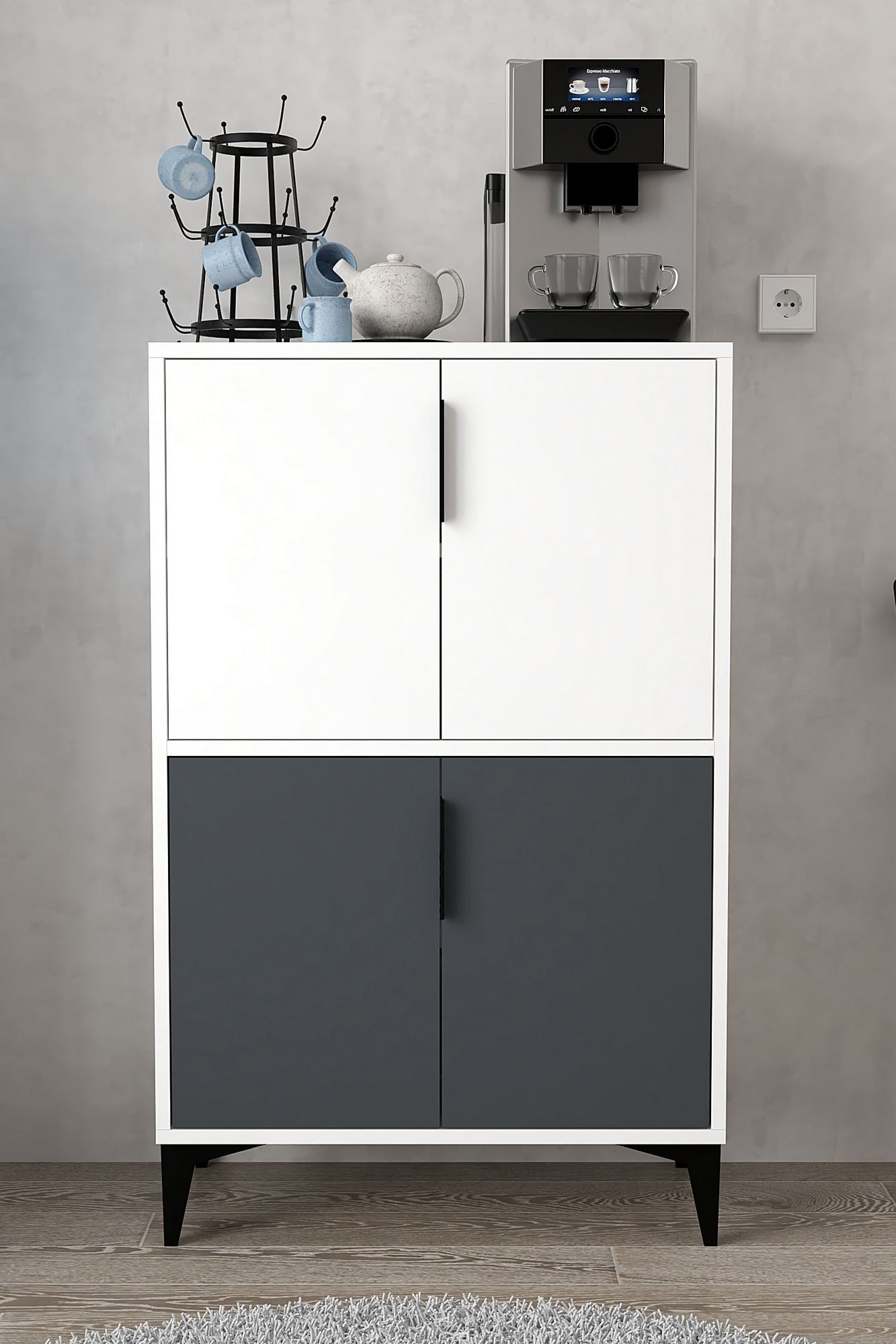 Dulap Ada 1402, 72 x 114 x 36,5 cm, alb antracit, PAL melaminat — imaginea 3