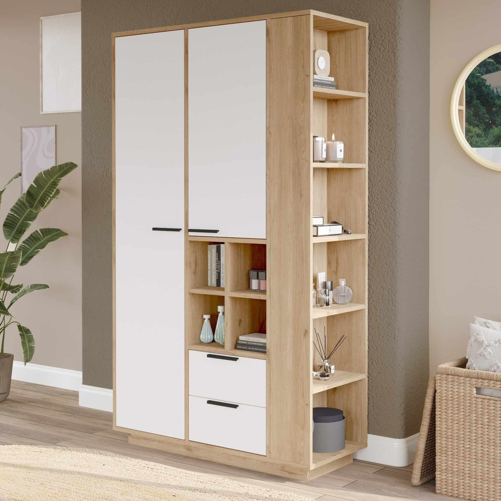 Dulap Frt1-Sw, 110 x 190 x 45 cm, natural alb, PAL melaminat — imaginea 3