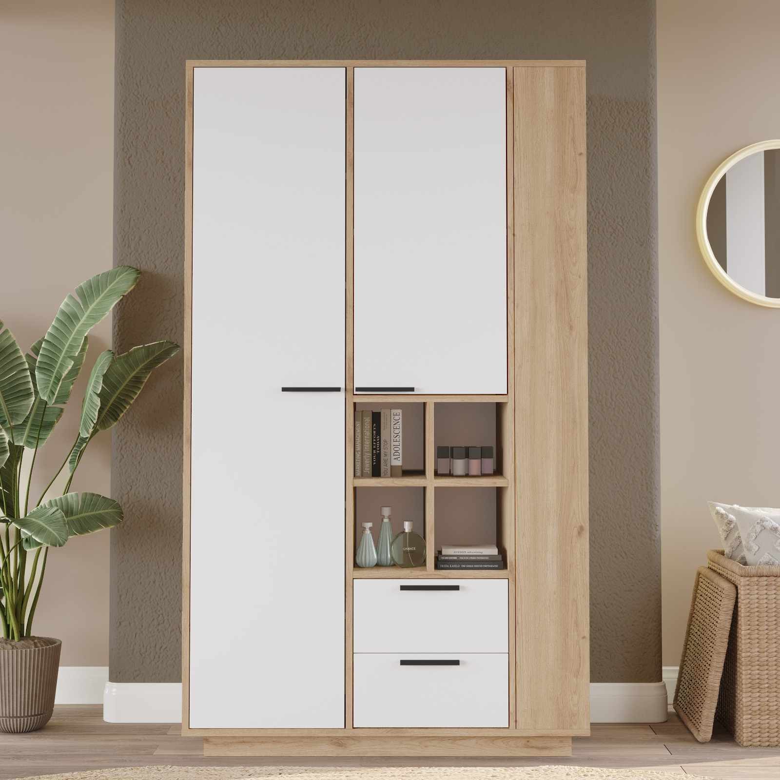 Dulap Frt1-Sw, 110 x 190 x 45 cm, natural alb, PAL melaminat — imaginea 6