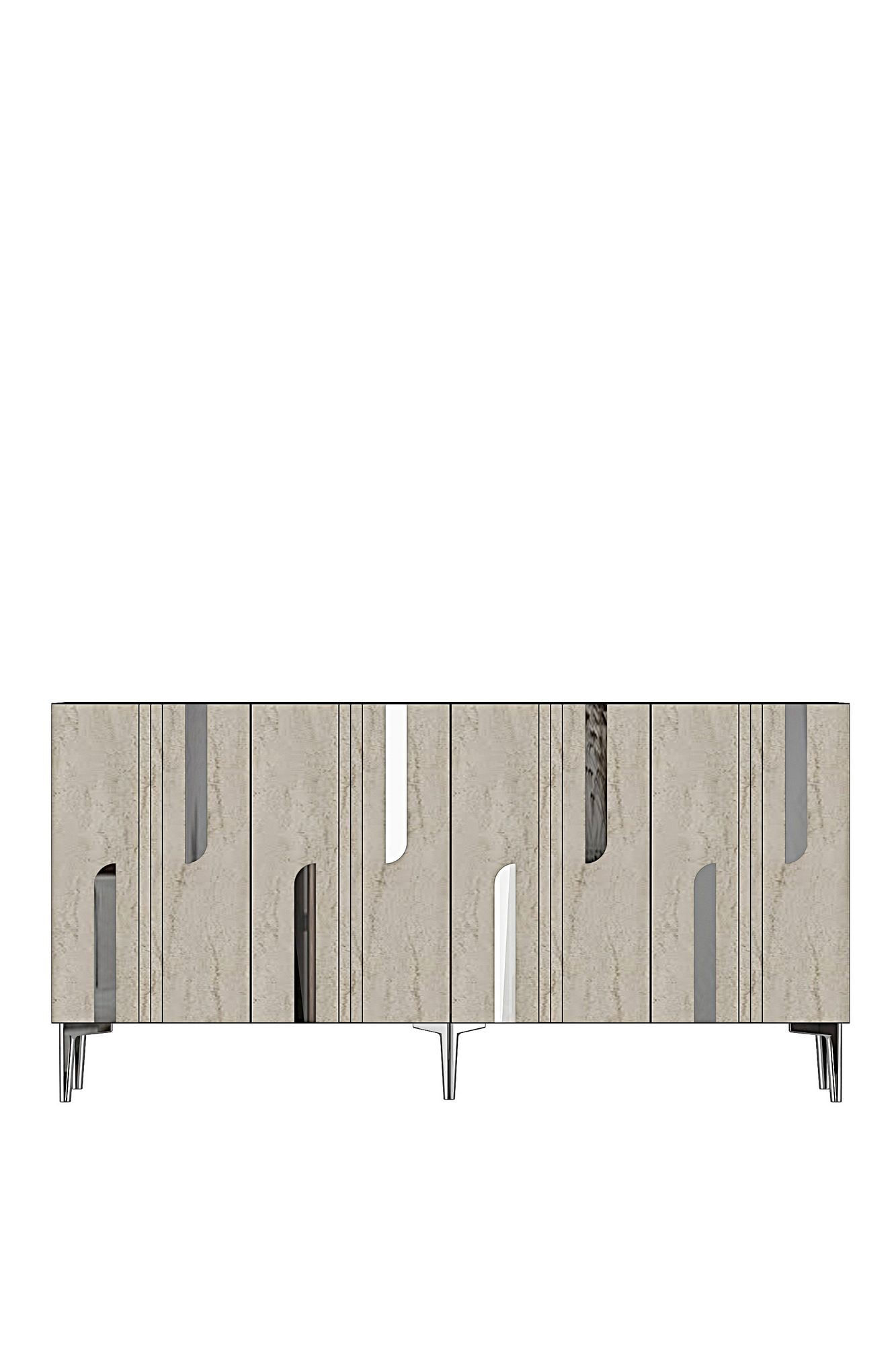 Consola Nota 150, 150 x 75 x 32 cm, antracit travertin argintiu, PAL melaminat, antracit / travertin / silver — imaginea 2
