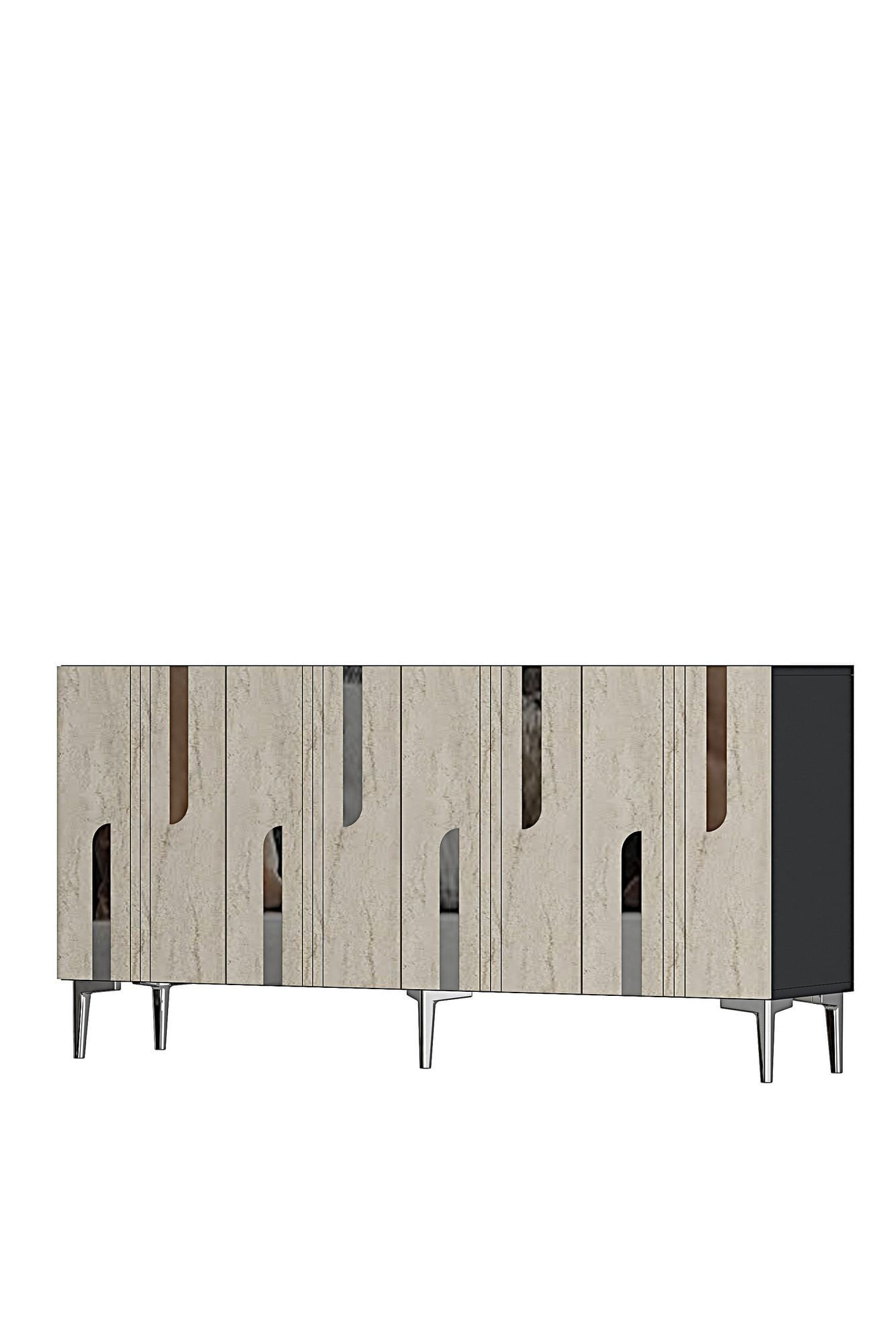 Consola Nota 150, 150 x 75 x 32 cm, antracit travertin argintiu, PAL melaminat, antracit / travertin / silver — imaginea 5