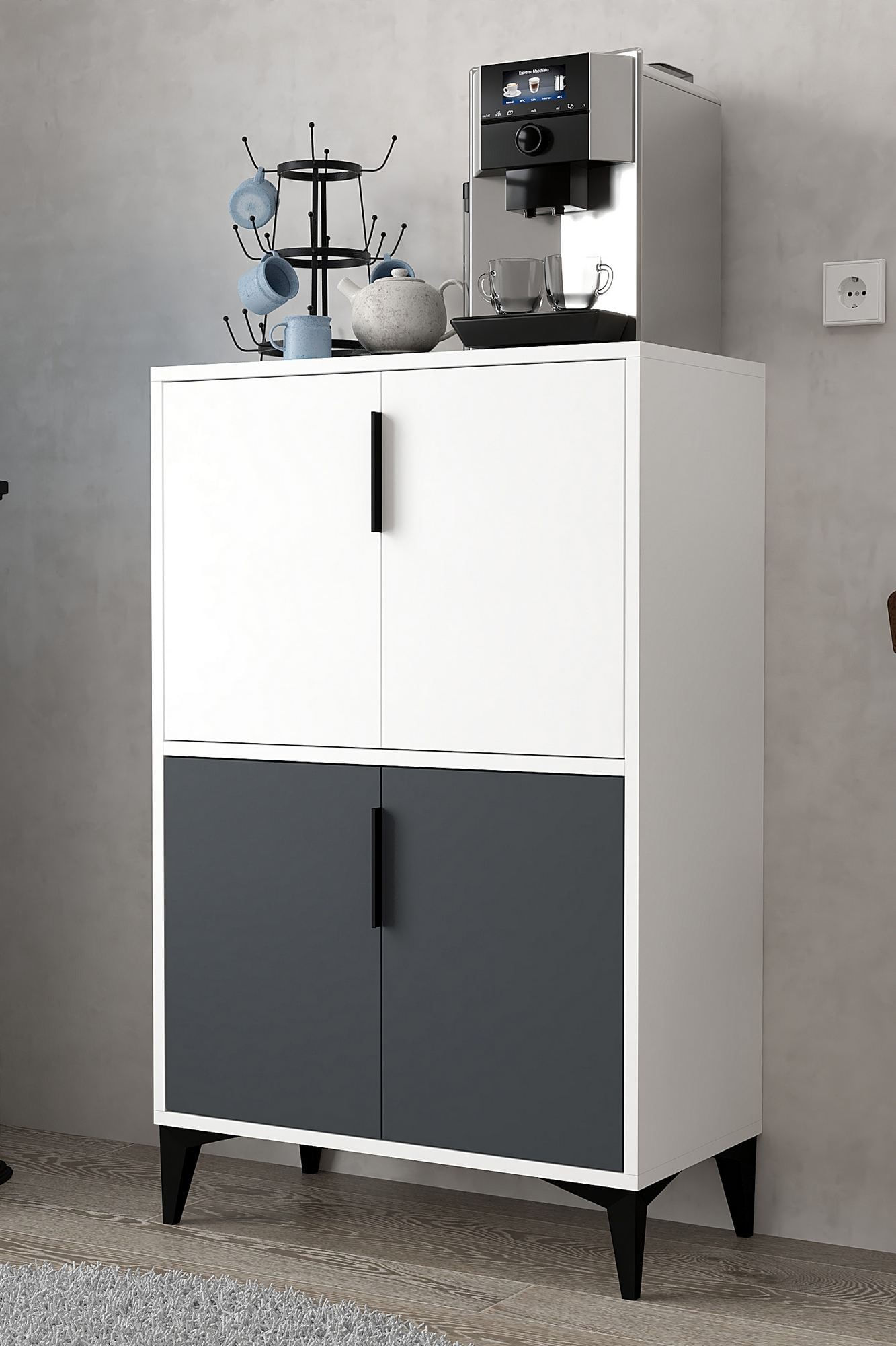 Dulap Ada 1402, 72 x 114 x 36,5 cm, alb antracit, PAL melaminat — imaginea 4