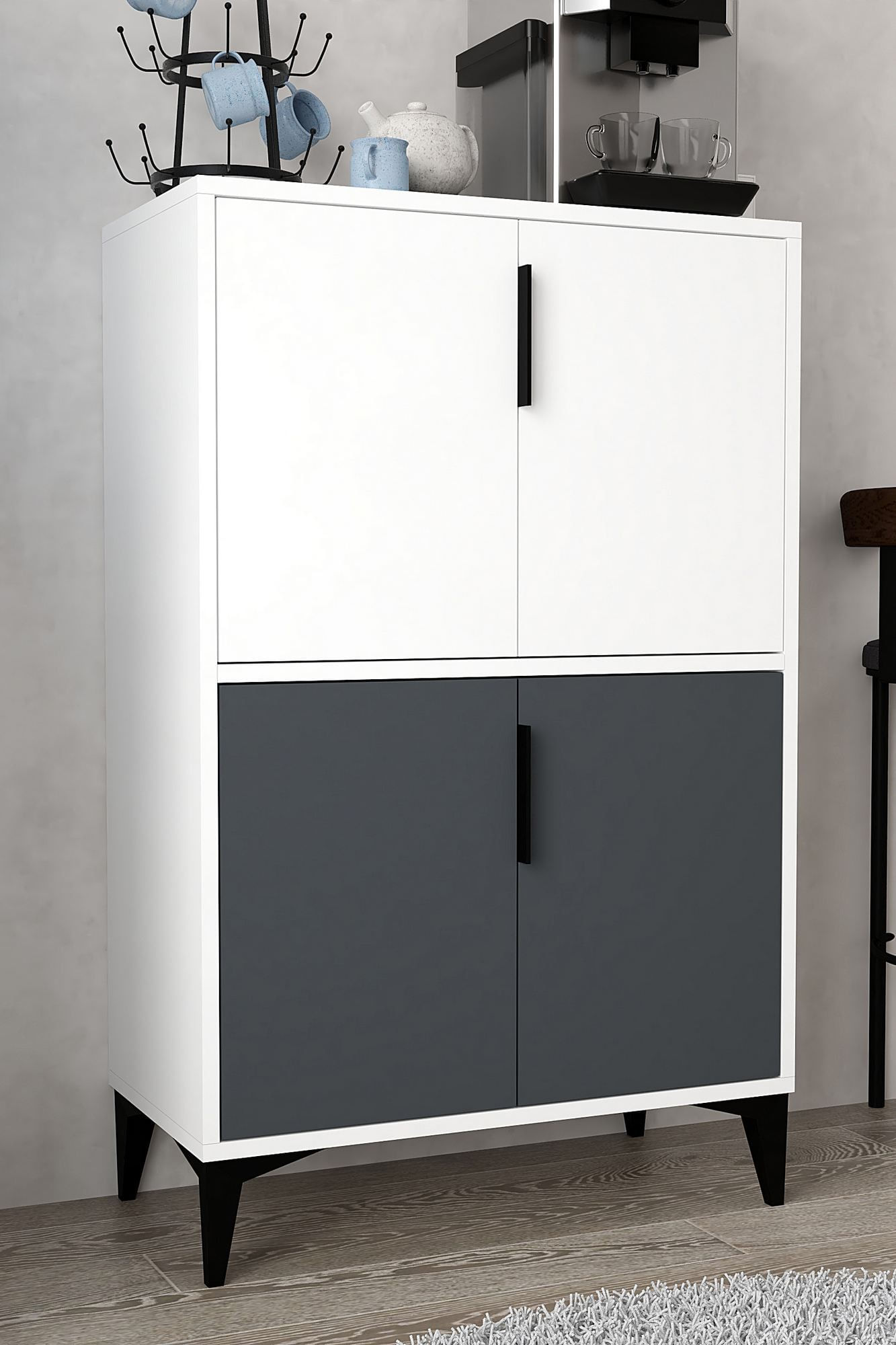 Dulap Ada 1402, 72 x 114 x 36,5 cm, alb antracit, PAL melaminat — imaginea 5