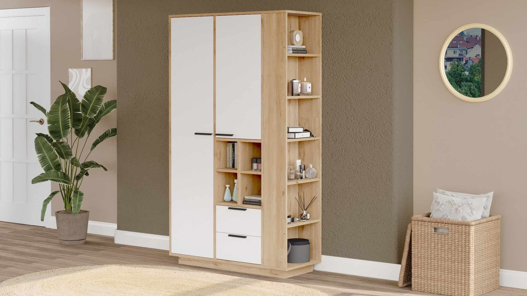 Dulap Frt1-Sw, 110 x 190 x 45 cm, natural alb, PAL melaminat — imaginea 7