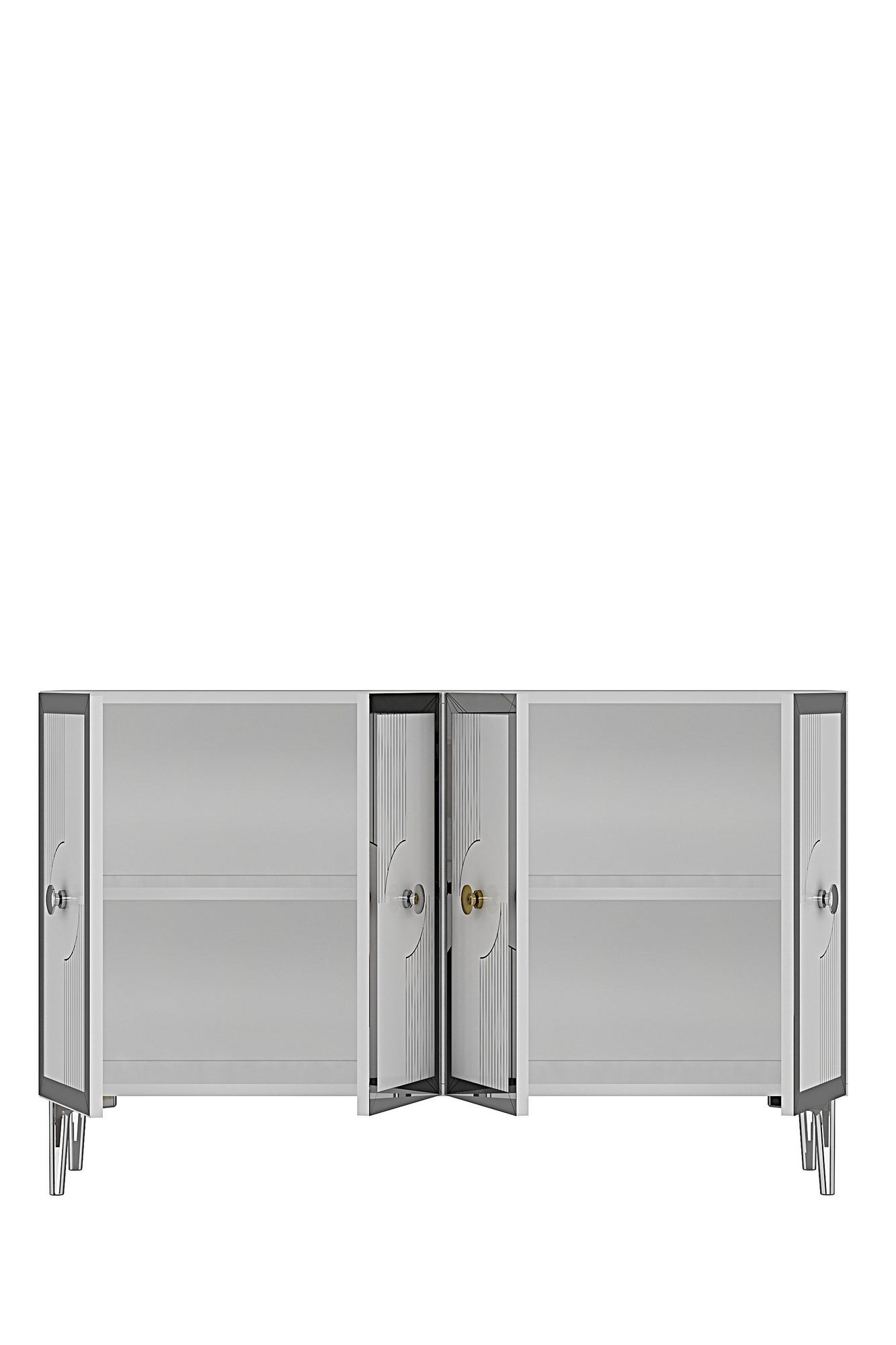 Consola Pega 120, 120 x 79 x 32 cm, alb argintiu, PAL melaminat, spatiu de depozitare, fixare pe perete, alb / silver — imaginea 2
