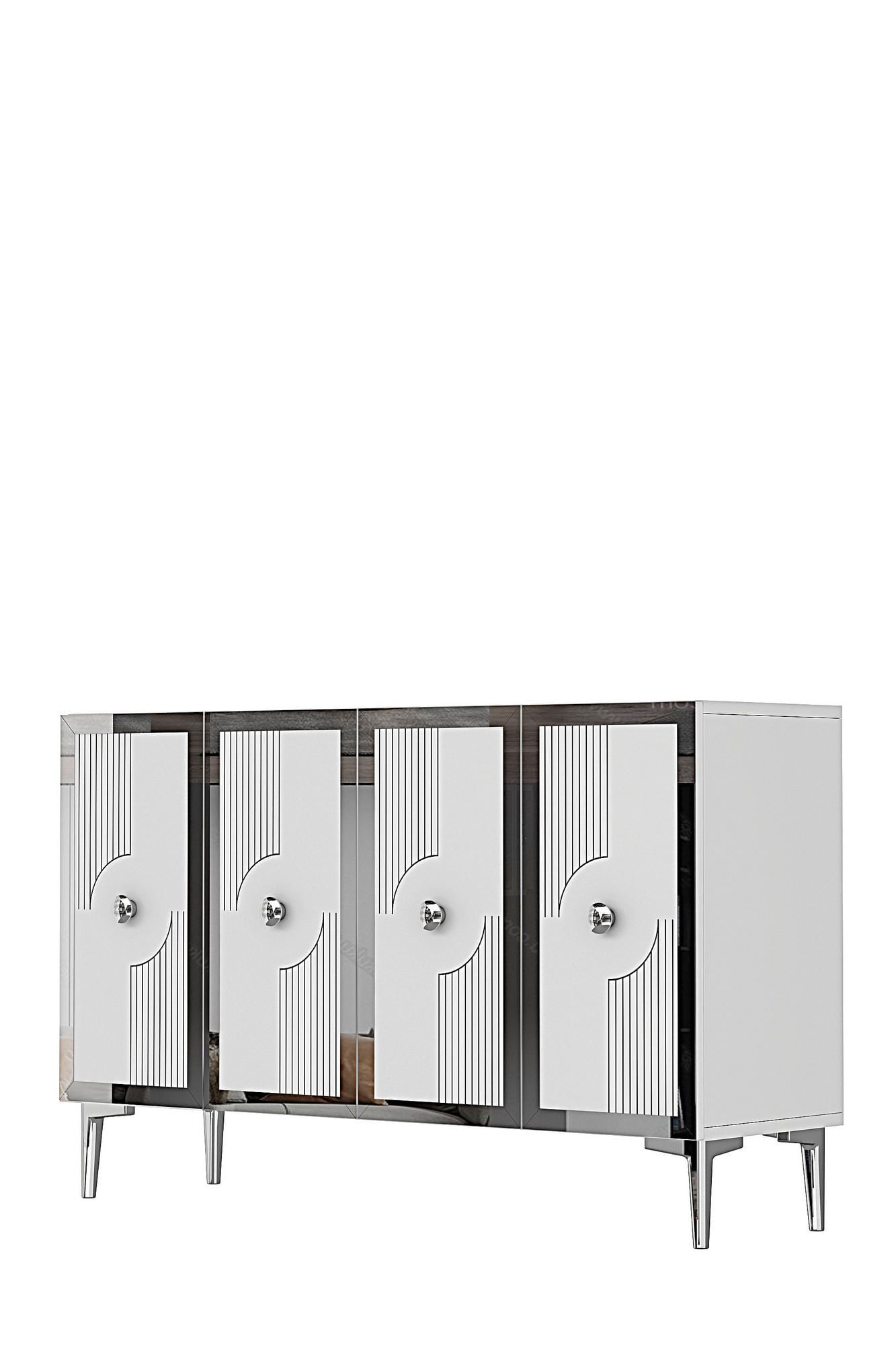 Consola Pega 120, 120 x 79 x 32 cm, alb argintiu, PAL melaminat, spatiu de depozitare, fixare pe perete, alb / silver — imaginea 4