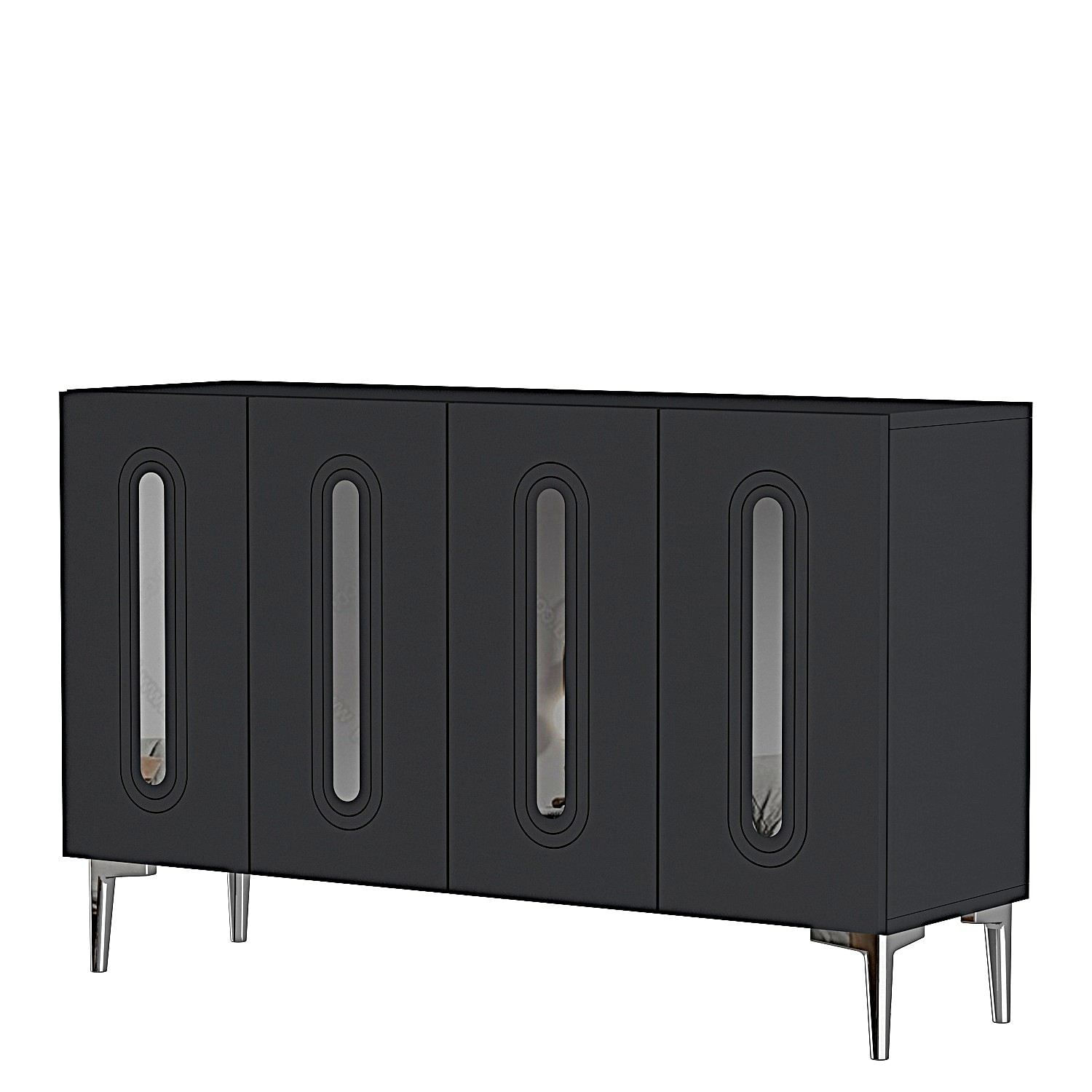 Consola Rany 120, 120 x 75 x 32 cm, antracit argintiu, PAL melaminat, spatiu de depozitare, fixare pe perete, antracit / silver — imaginea 5