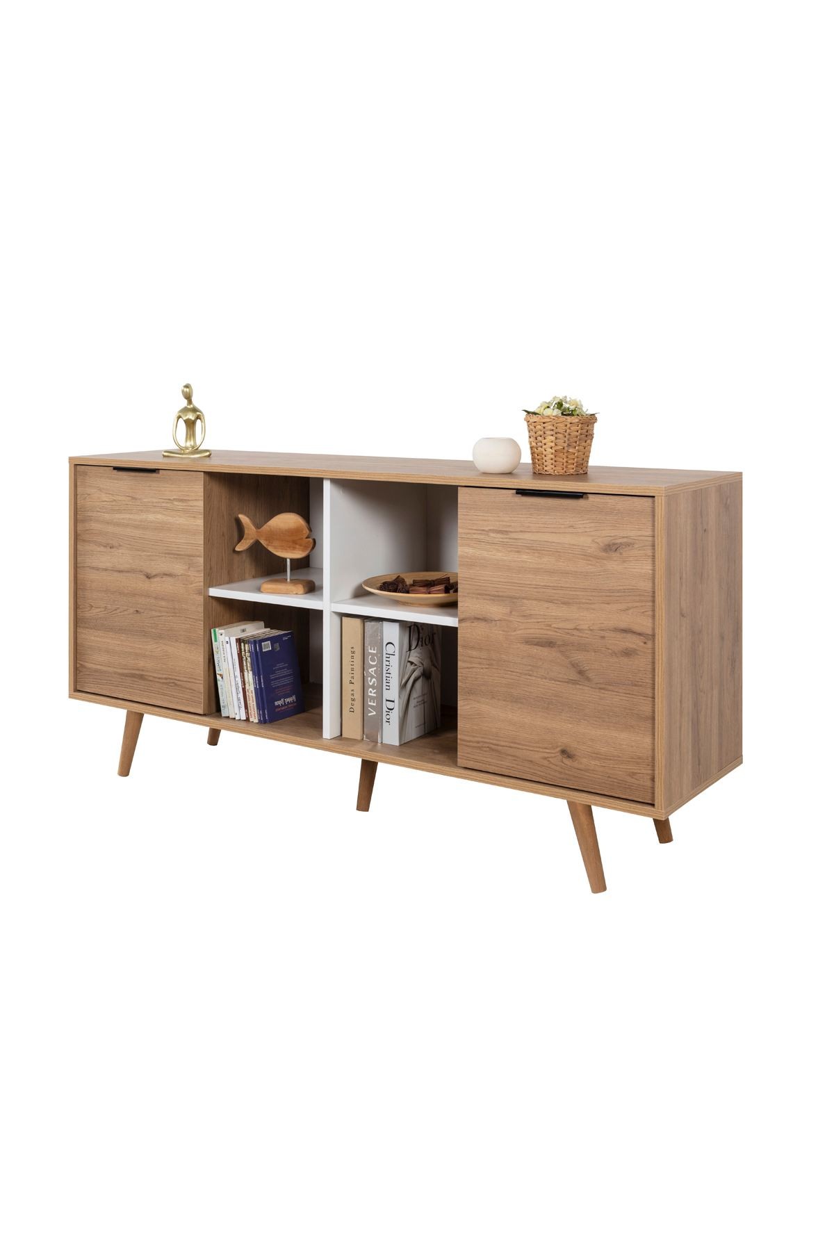 Consola Sina 4621, 160 x 82 x 44 cm, stejar safir alb, PAL melaminat — imaginea 3
