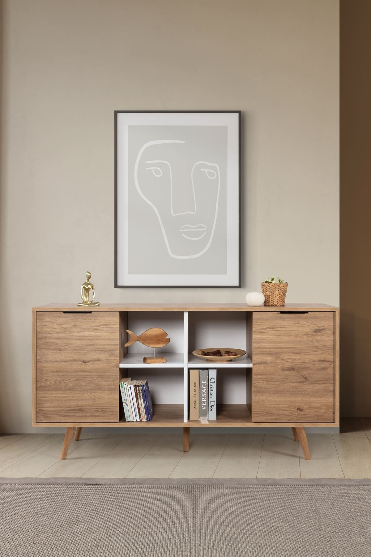 Consola Sina 4621, 160 x 82 x 44 cm, stejar safir alb, PAL melaminat — imaginea 7