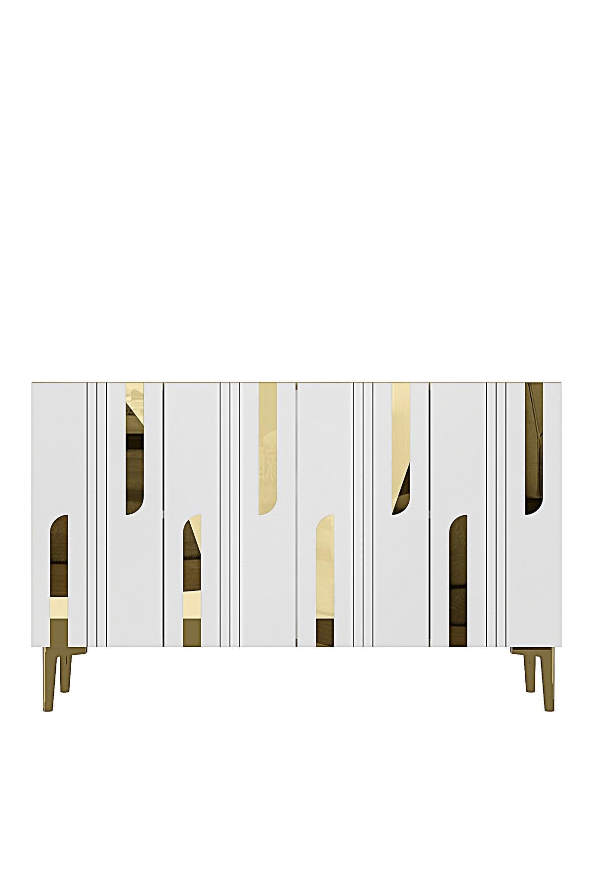 Consola Nota 120, 120 x 75 x 32 cm, stejar safir alb auriu, PAL melaminat, oglinda inclusa, safir stejar / alb / gold — imaginea 3