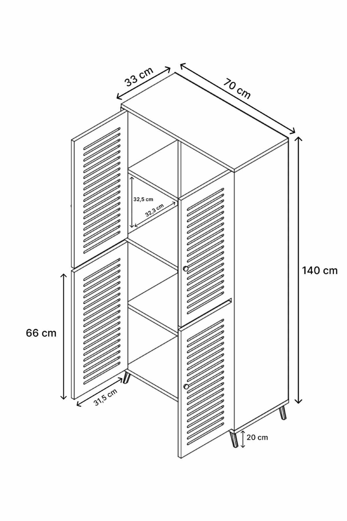 Dulap Deneb, 70 x 160 x 33 cm, bej nisip, MDF, fixare pe perete, capacitate 32 kg, sandstone — imaginea 6