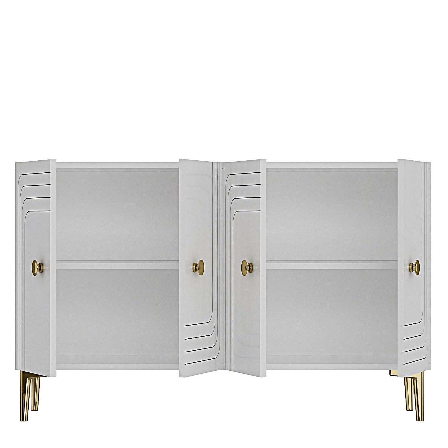 Consola Lessi 120, 120 x 75 x 32 cm, alb auriu, PAL melaminat, spatiu de depozitare, fixare pe perete, alb / gold — imaginea 7