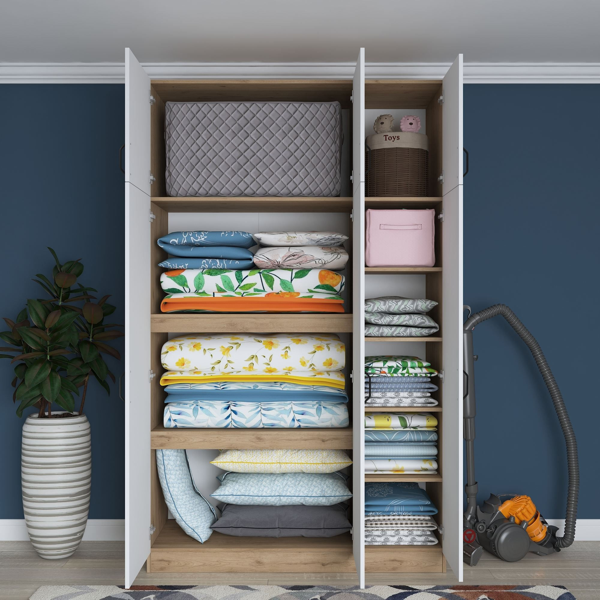 Dulap haine BA104, 145 x 239 x 55 cm, nuc alb, PAL, spatiu de depozitare, fixare pe perete — imaginea 7