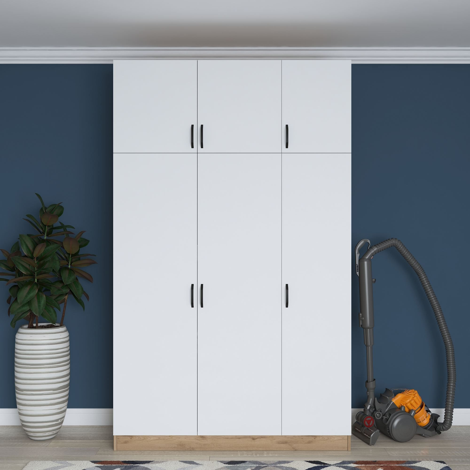 Dulap haine BA104, 145 x 239 x 55 cm, nuc alb, PAL, spatiu de depozitare, fixare pe perete — imaginea 11