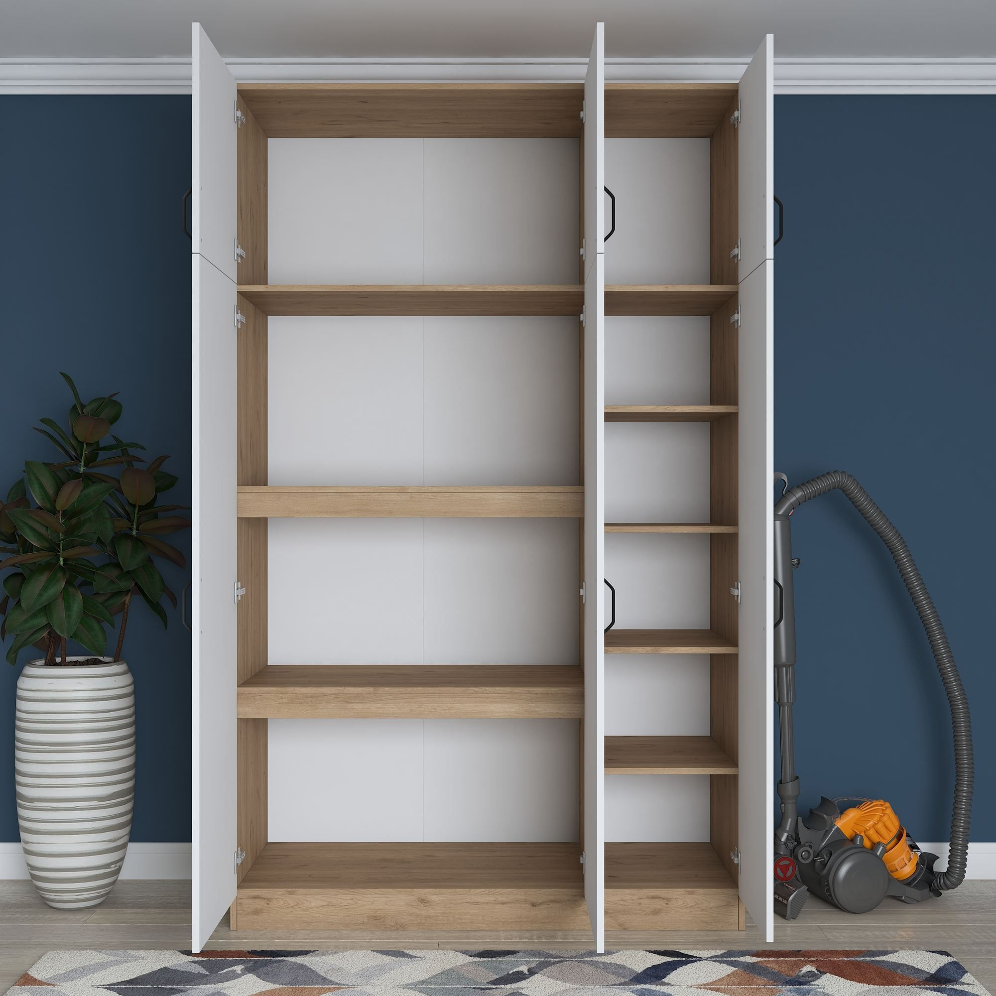 Dulap haine BA104, 145 x 239 x 55 cm, nuc alb, PAL, spatiu de depozitare, fixare pe perete — imaginea 12