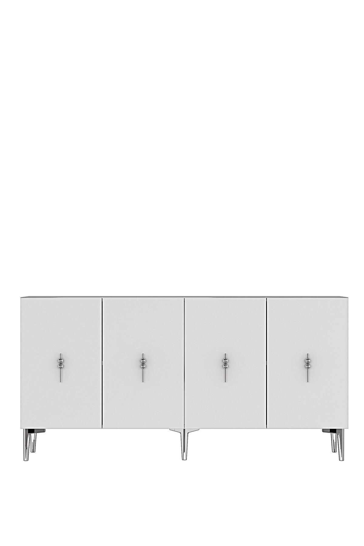 Consola Salkım 150, 150 x 75 x 32 cm, alb argintiu, PAL melaminat, alb / silver — imaginea 2