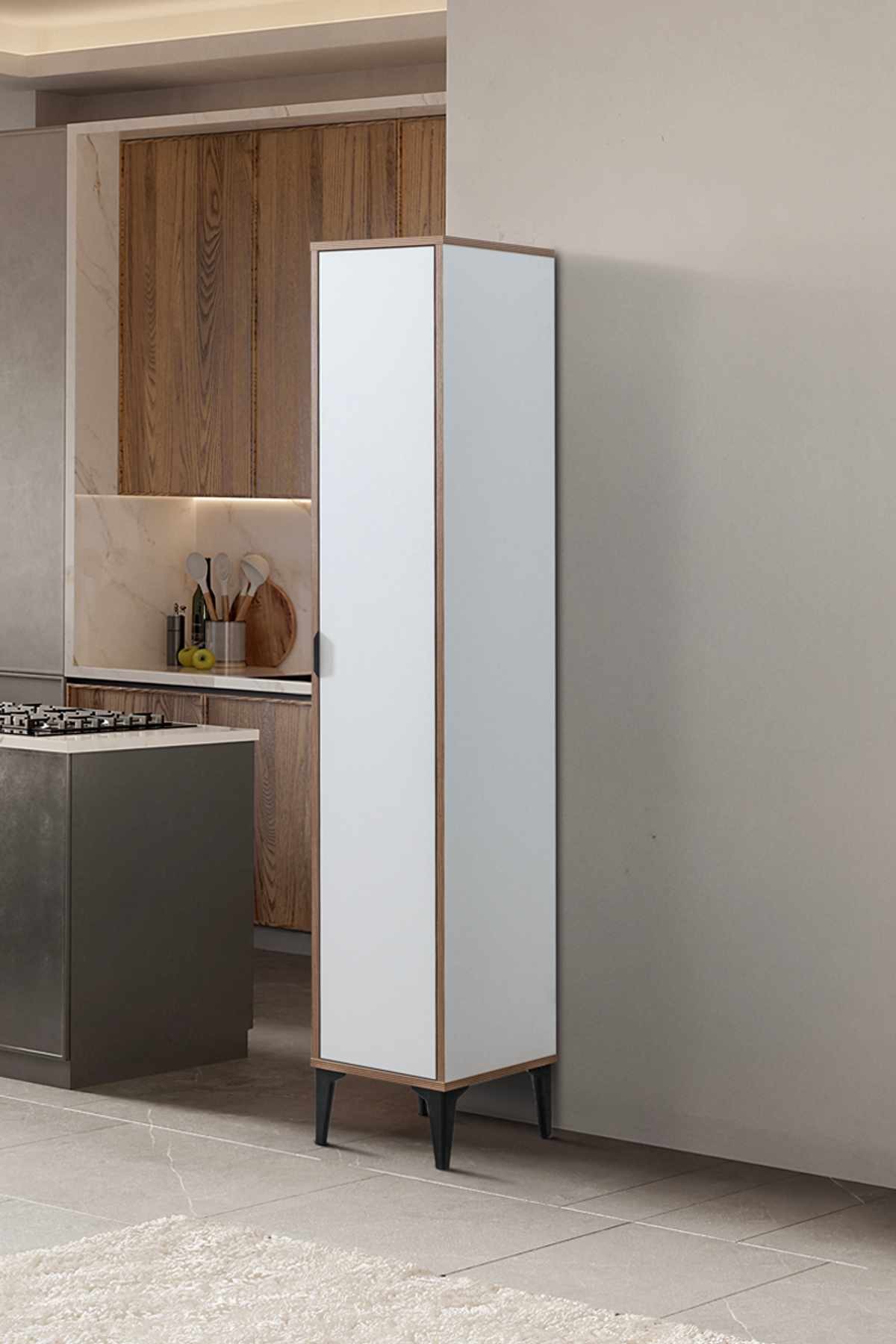 Dulap Arden Single Door, 35 x 190 x 37 cm, alb, PAL melaminat — imaginea 4