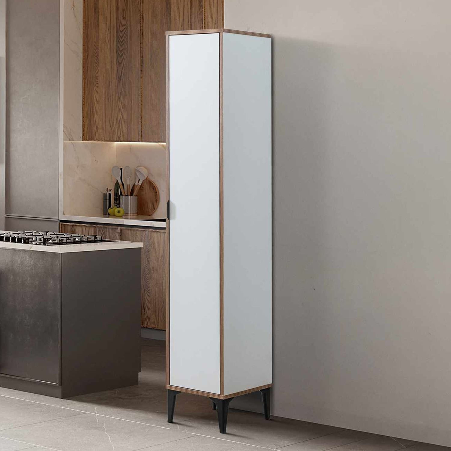 Dulap Arden Single Door, 35 x 190 x 37 cm, alb, PAL melaminat — imaginea 5