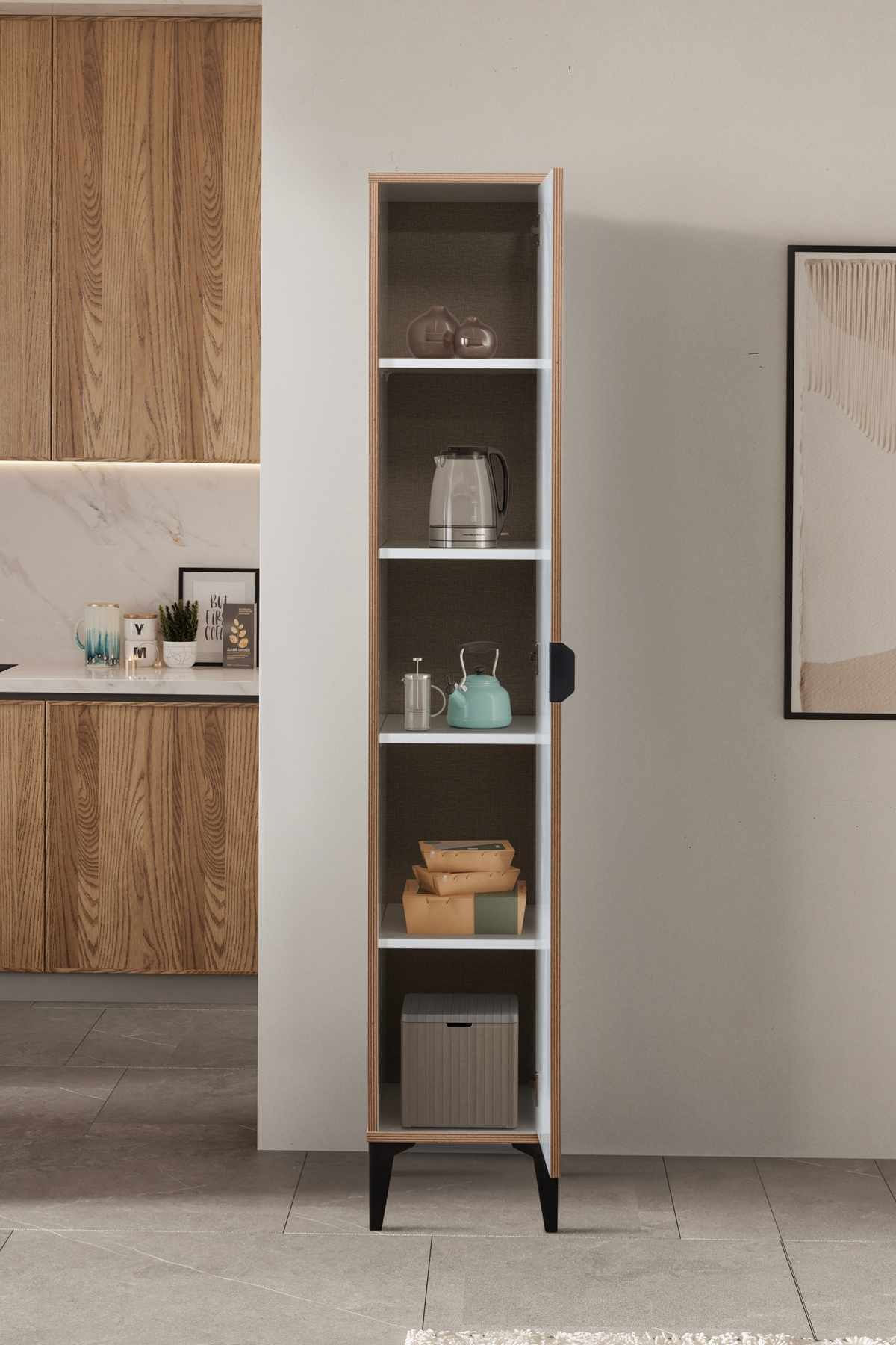 Dulap Arden Single Door, 35 x 190 x 37 cm, alb, PAL melaminat — imaginea 7