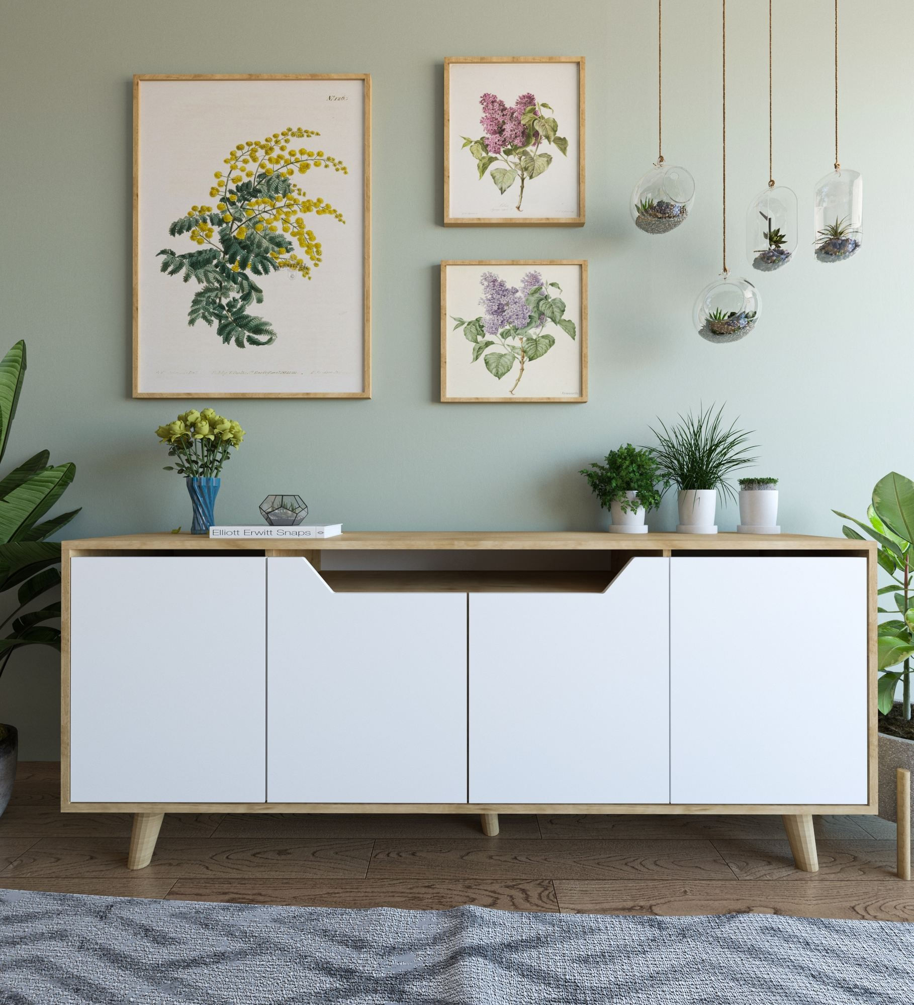 Consola Roma 180, 180 x 80 x 45 cm, stejar safir alb, PAL melaminat, spatiu de depozitare, fixare pe perete, capacitate 30 kg — imaginea 4
