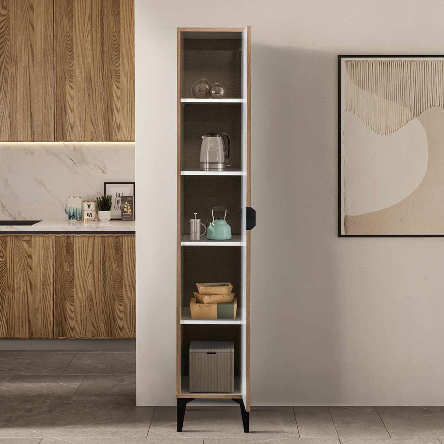 Dulap Arden Single Door, 35 x 190 x 37 cm, alb, PAL melaminat — imaginea 9
