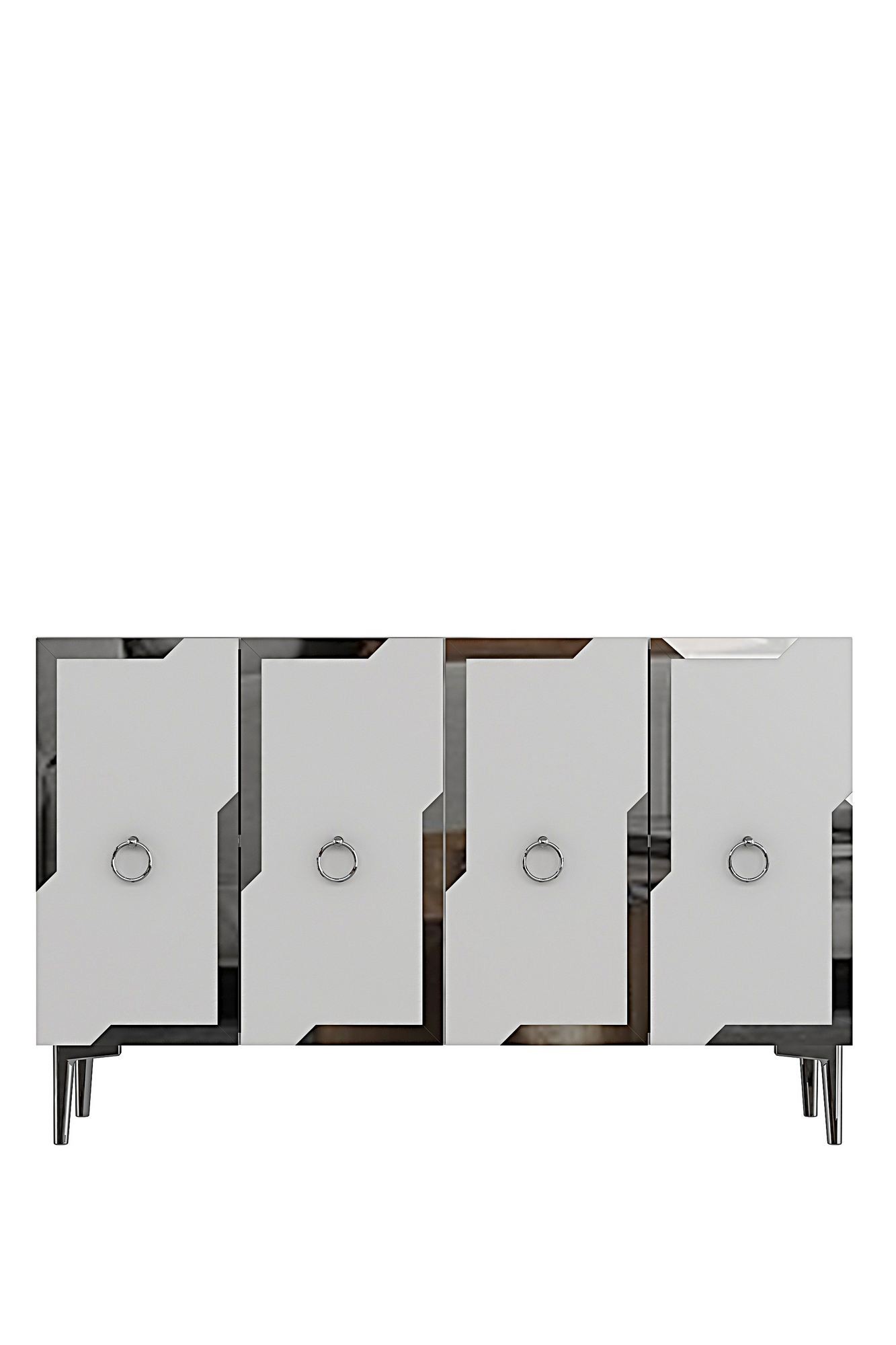 Consola Seza 120, 120 x 75 x 32 cm, stejar safir alb argintiu, PAL melaminat, oglinda inclusa, safir stejar / alb / silver — imaginea 5