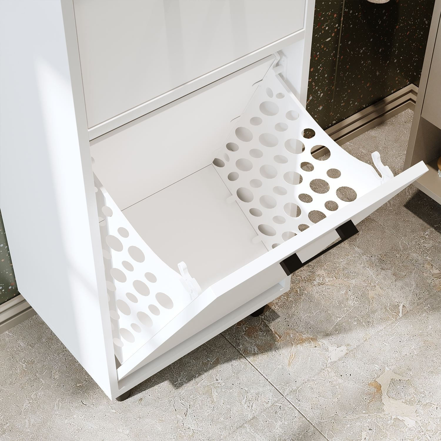 Dulap 2488, 45 x 115 x 35 cm, alb, PAL melaminat, spatiu de depozitare, fixare pe perete — imaginea 3