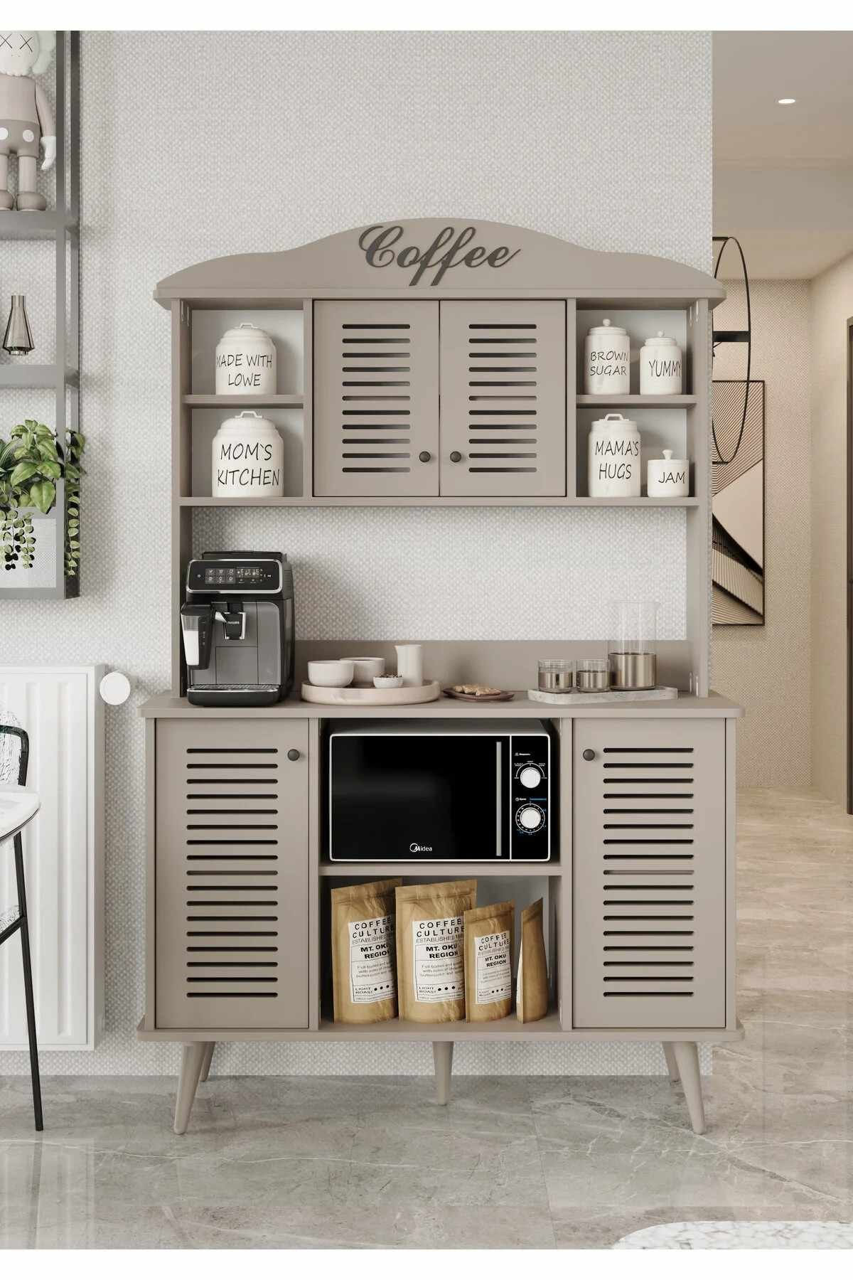 Dulap bar cafea Avior 120 - Sandstone, 120 x 170 x 40 cm, bej nisip, MDF, capacitate 45 kg, sandstone — imaginea 2