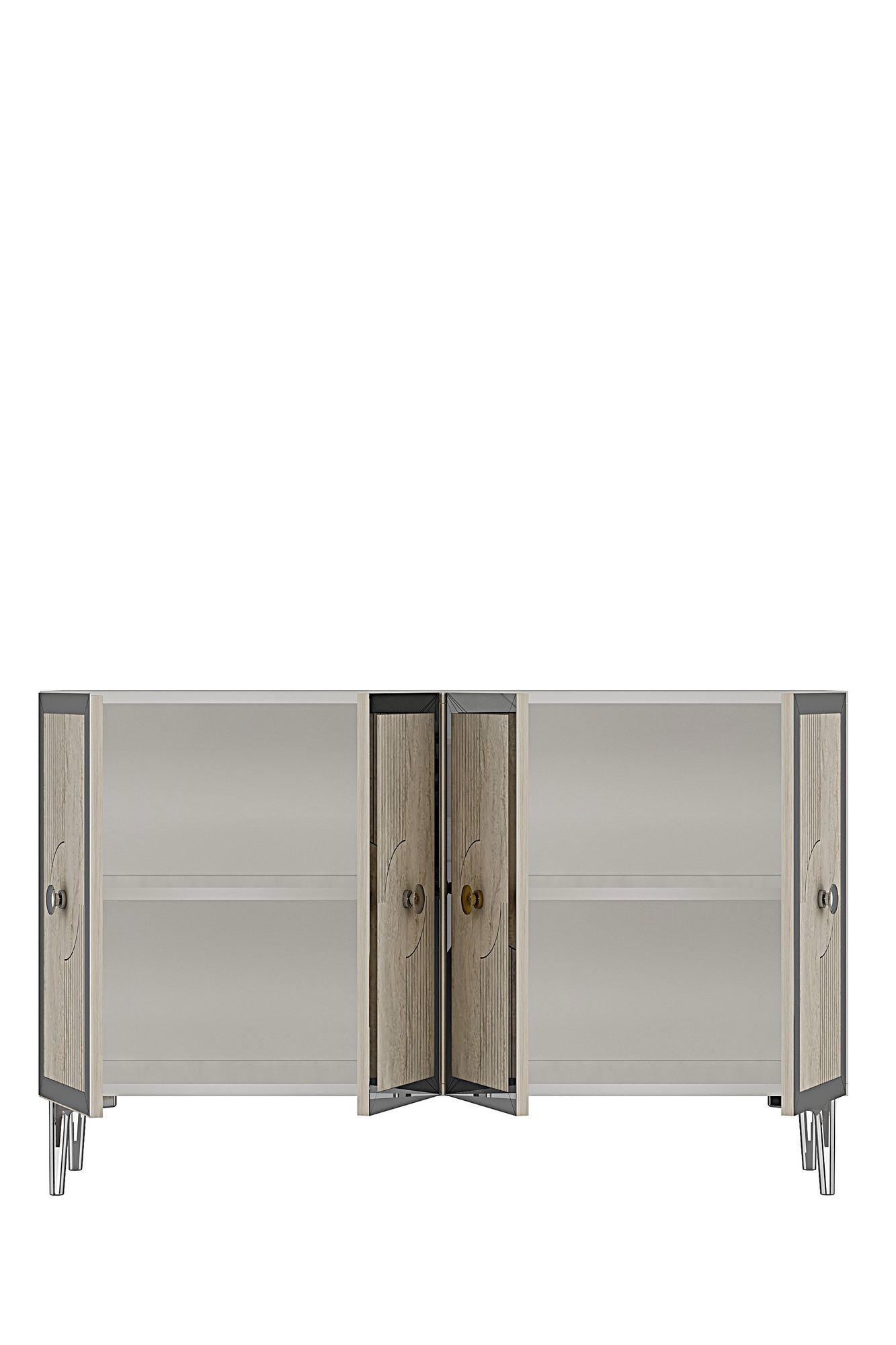Consola Pega 120, 120 x 79 x 32 cm, alb travertin argintiu, PAL melaminat, spatiu de depozitare, fixare pe perete, alb / travertin / silver — imaginea 2