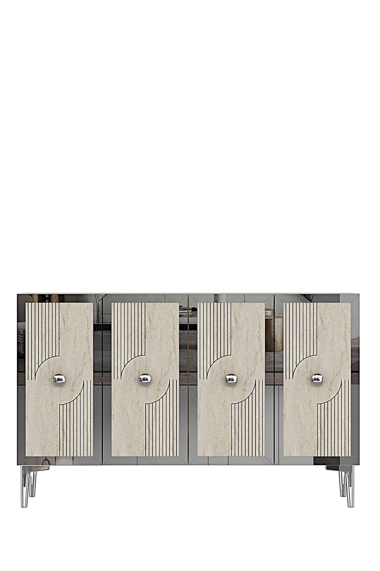 Consola Pega 120, 120 x 79 x 32 cm, alb travertin argintiu, PAL melaminat, spatiu de depozitare, fixare pe perete, alb / travertin / silver — imaginea 3