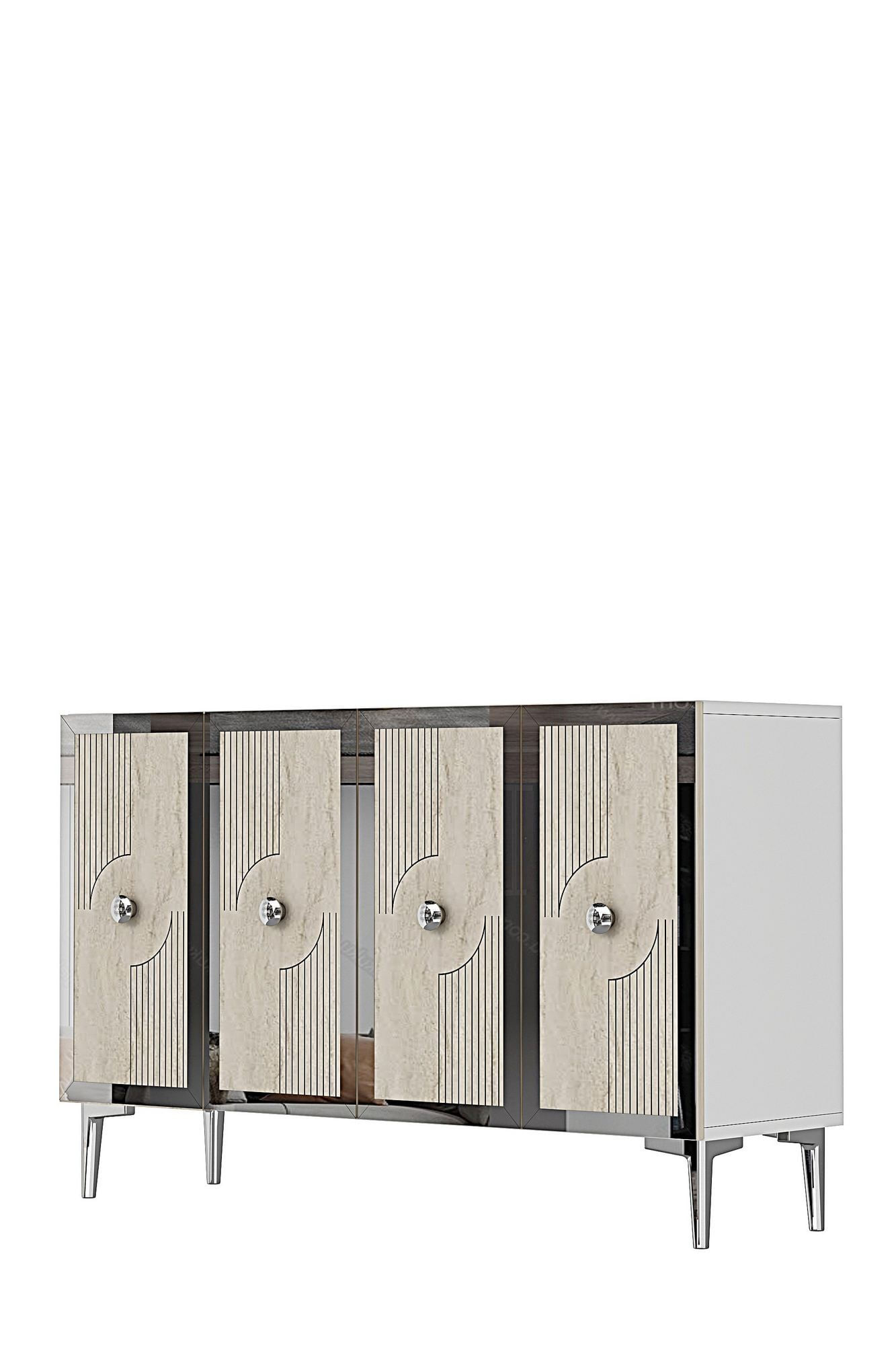 Consola Pega 120, 120 x 79 x 32 cm, alb travertin argintiu, PAL melaminat, spatiu de depozitare, fixare pe perete, alb / travertin / silver — imaginea 4