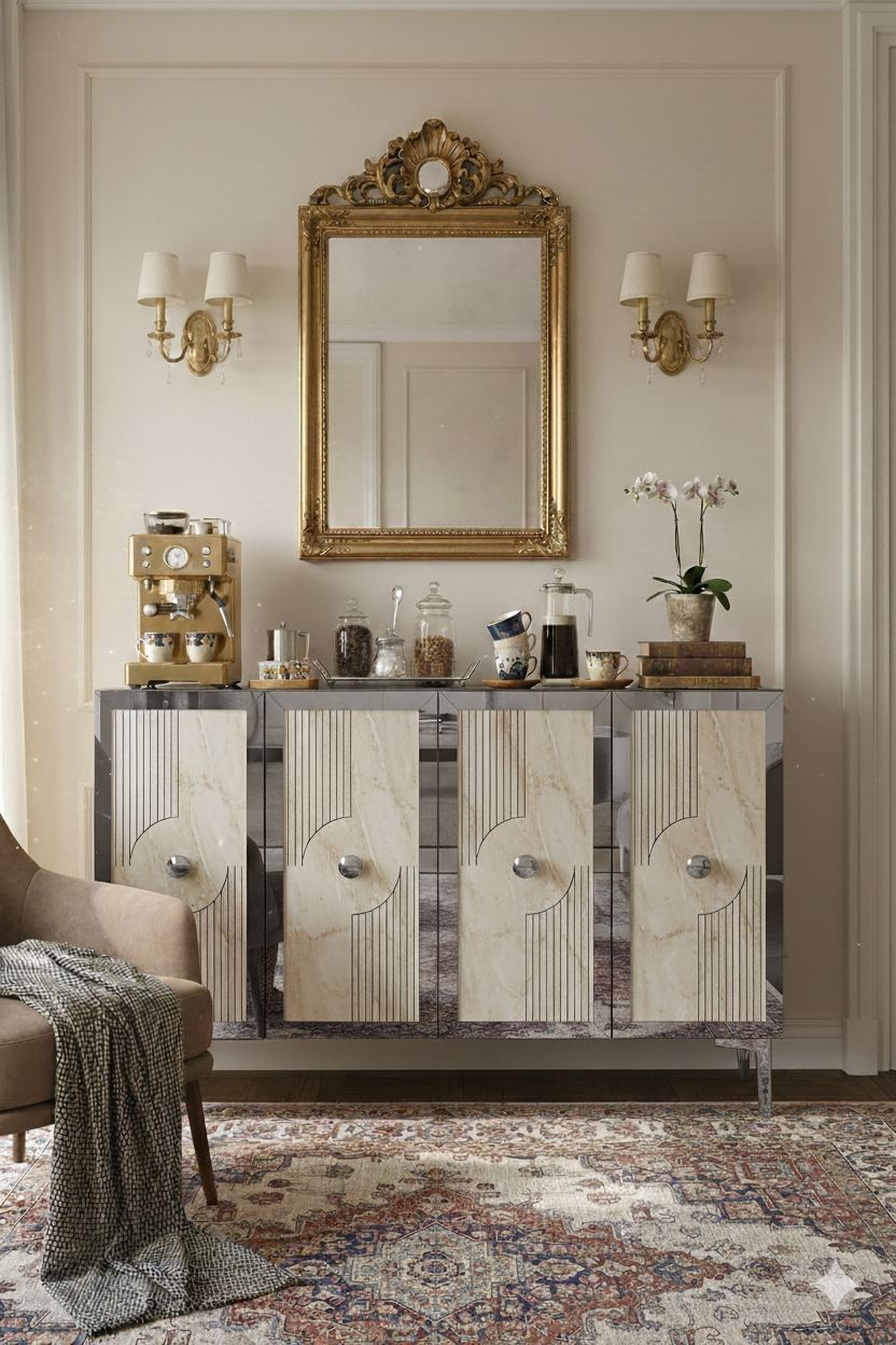 Consola Pega 120, 120 x 79 x 32 cm, alb travertin argintiu, PAL melaminat, spatiu de depozitare, fixare pe perete, alb / travertin / silver — imaginea 6