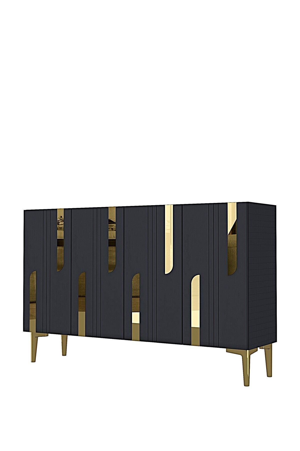 Consola Nota 120, 120 x 75 x 32 cm, antracit auriu, PAL melaminat, oglinda inclusa, antracit / gold — imaginea 3