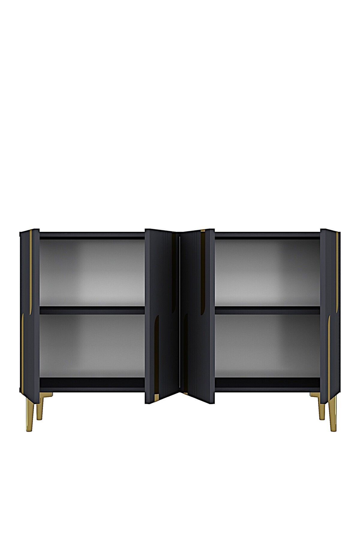 Consola Nota 120, 120 x 75 x 32 cm, antracit auriu, PAL melaminat, oglinda inclusa, antracit / gold — imaginea 6