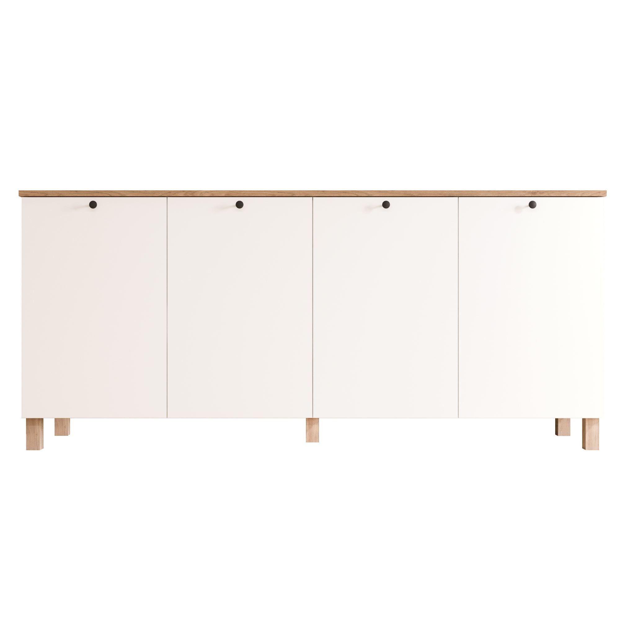 Consola Nord - ND4-SW, 180 x 80 x 42,1 cm, alb si stejar, PAL melaminat, spatiu de depozitare, fixare pe perete — imaginea 2