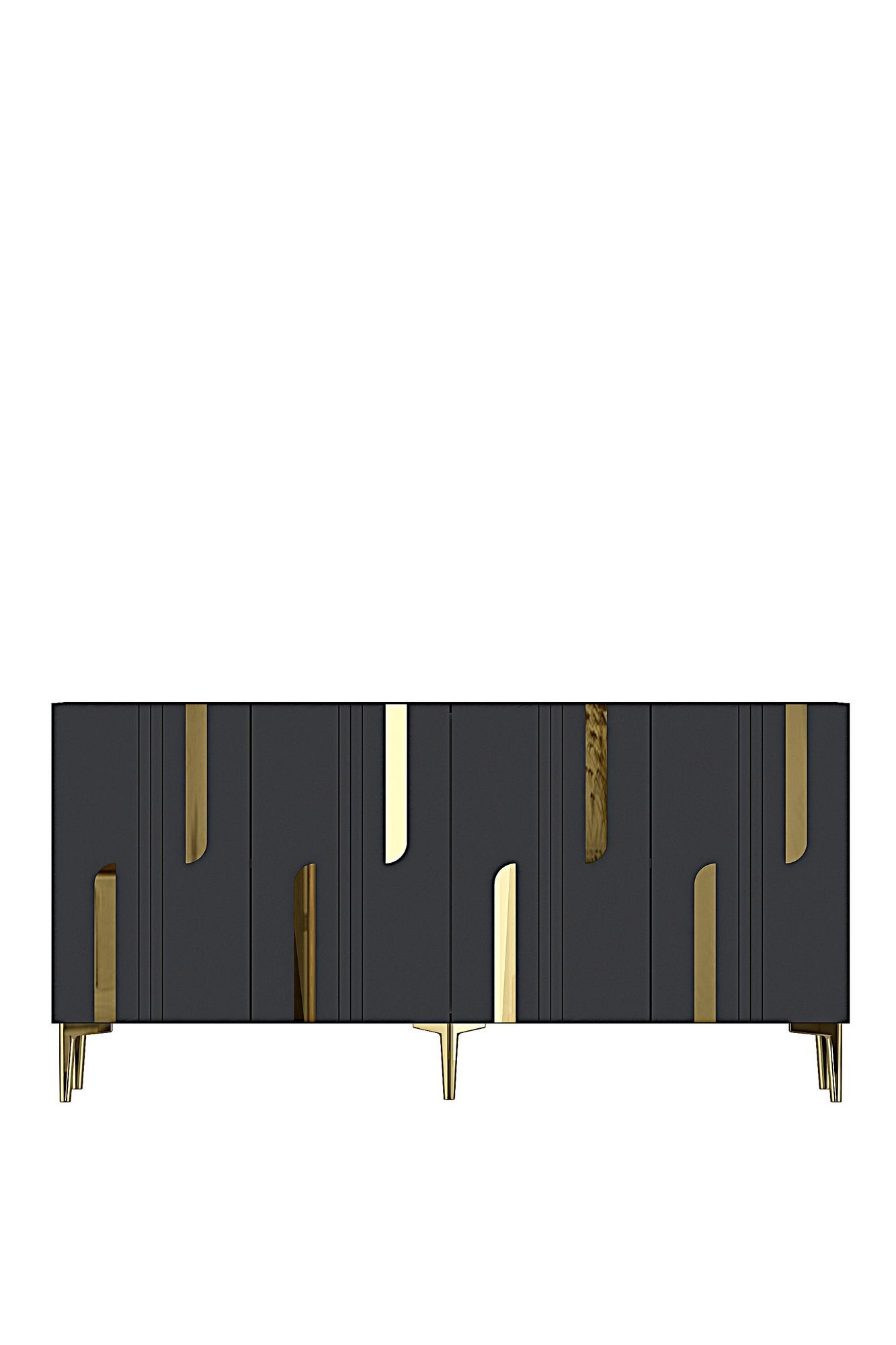 Consola Nota 150, 150 x 75 x 32 cm, antracit auriu, PAL melaminat, antracit / gold — imaginea 7