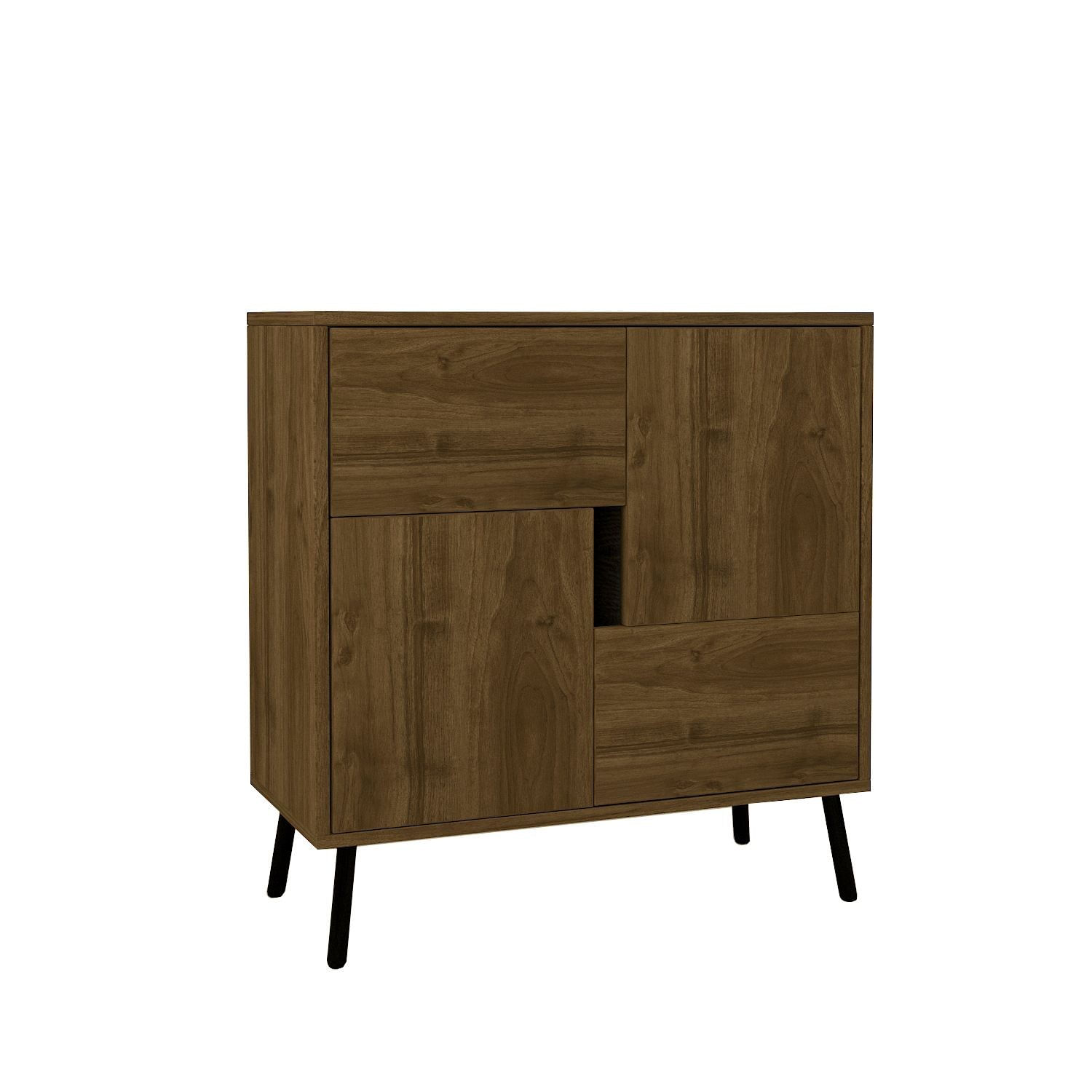 Dulap Darien, 76, 5 x 79, 5 x 35 cm, istanbul nuc negru lemn, PAL melaminat, spatiu de depozitare, fixare pe perete, istanbul nuc / negru wood