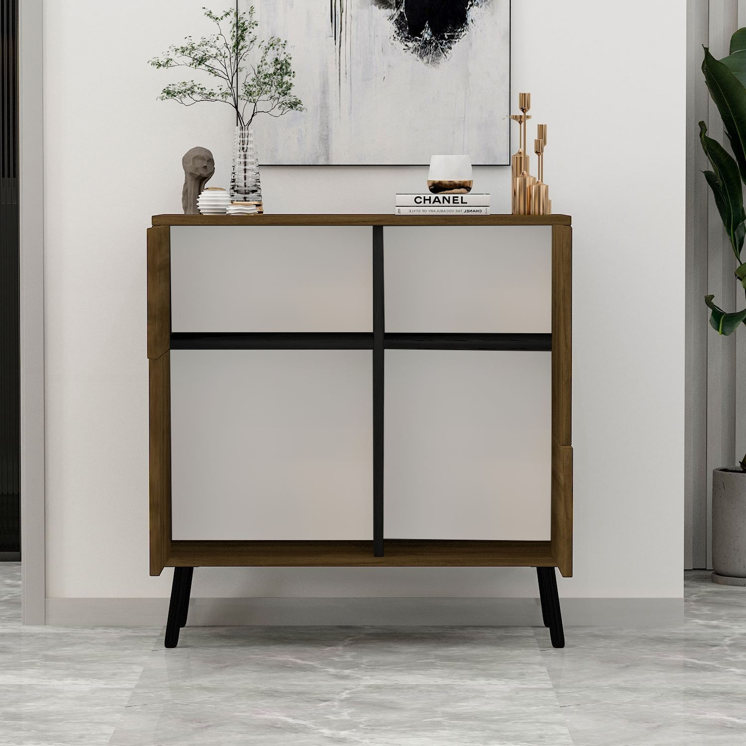 Dulap Darien, 76, 5 x 79, 5 x 35 cm, istanbul nuc negru lemn, PAL melaminat, spatiu de depozitare, fixare pe perete, istanbul nuc / negru wood — imaginea 2