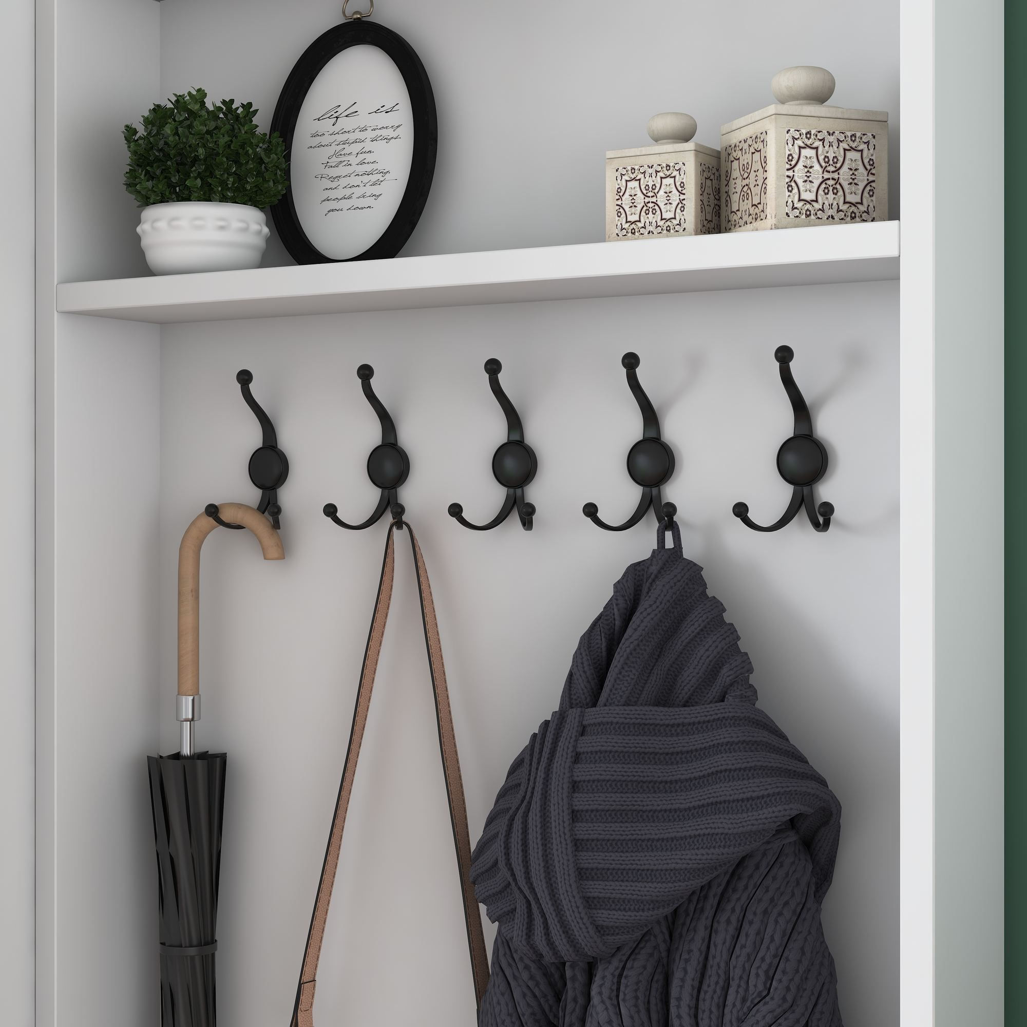 Cuier hol EA152, 199,4 x 182,2 x 37,5 cm, alb, PAL, spatiu de depozitare, fixare pe perete — imaginea 9