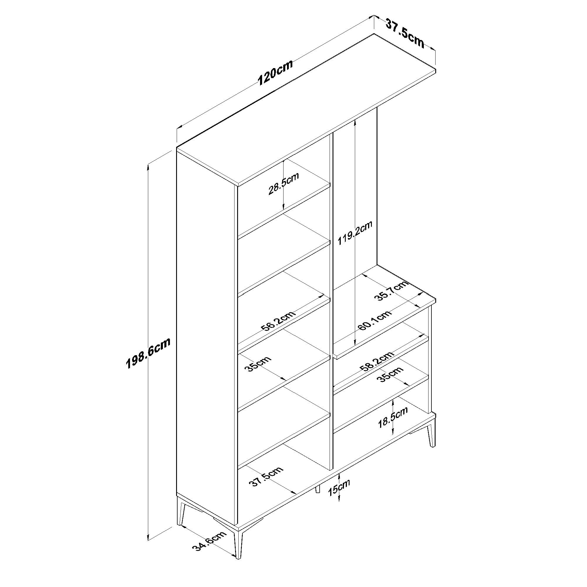 Cuier hol EA147, 120 x 198,6 x 37,5 cm, nuc alb, PAL, spatiu de depozitare, fixare pe perete — imaginea 7
