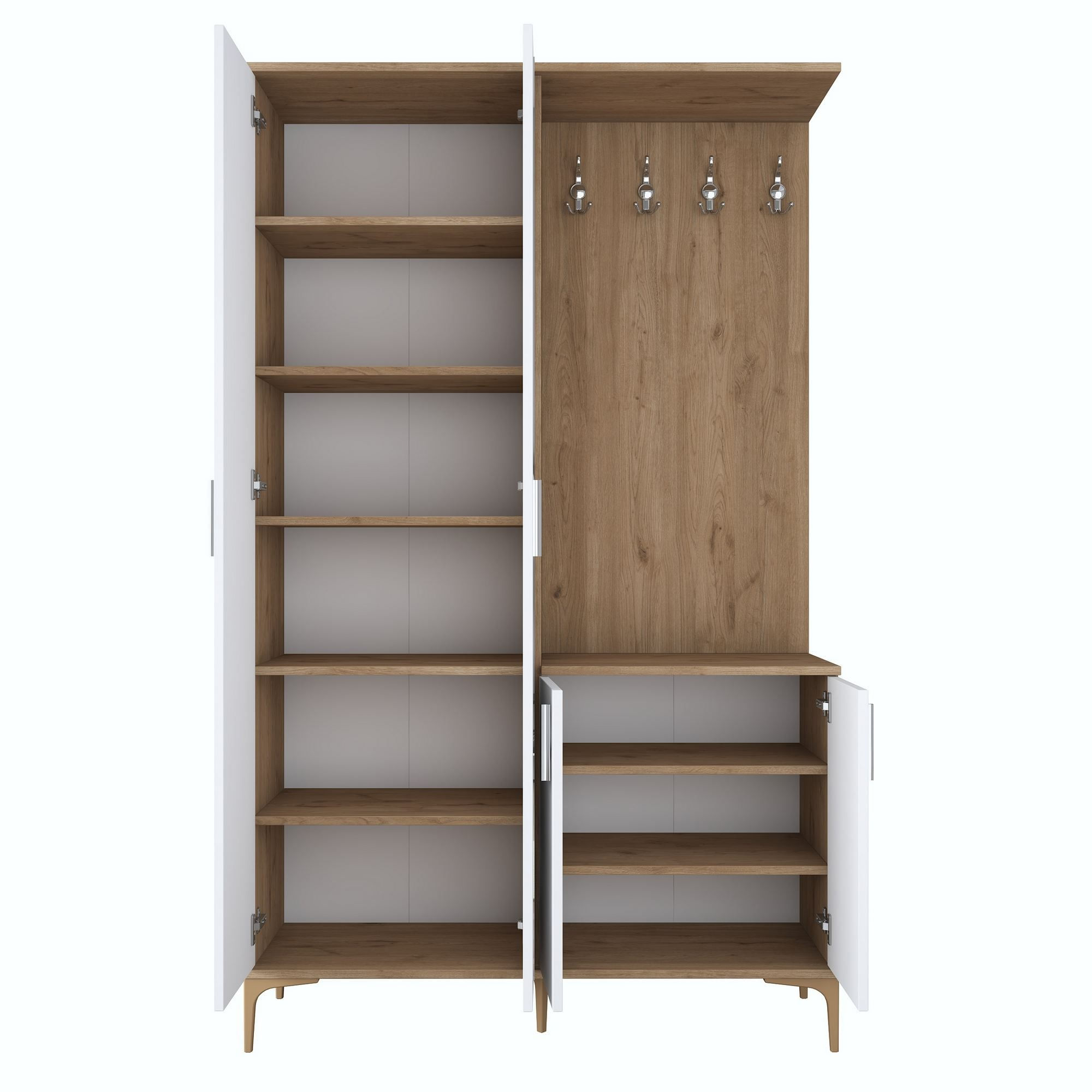 Cuier hol EA147, 120 x 198,6 x 37,5 cm, nuc alb, PAL, spatiu de depozitare, fixare pe perete — imaginea 8