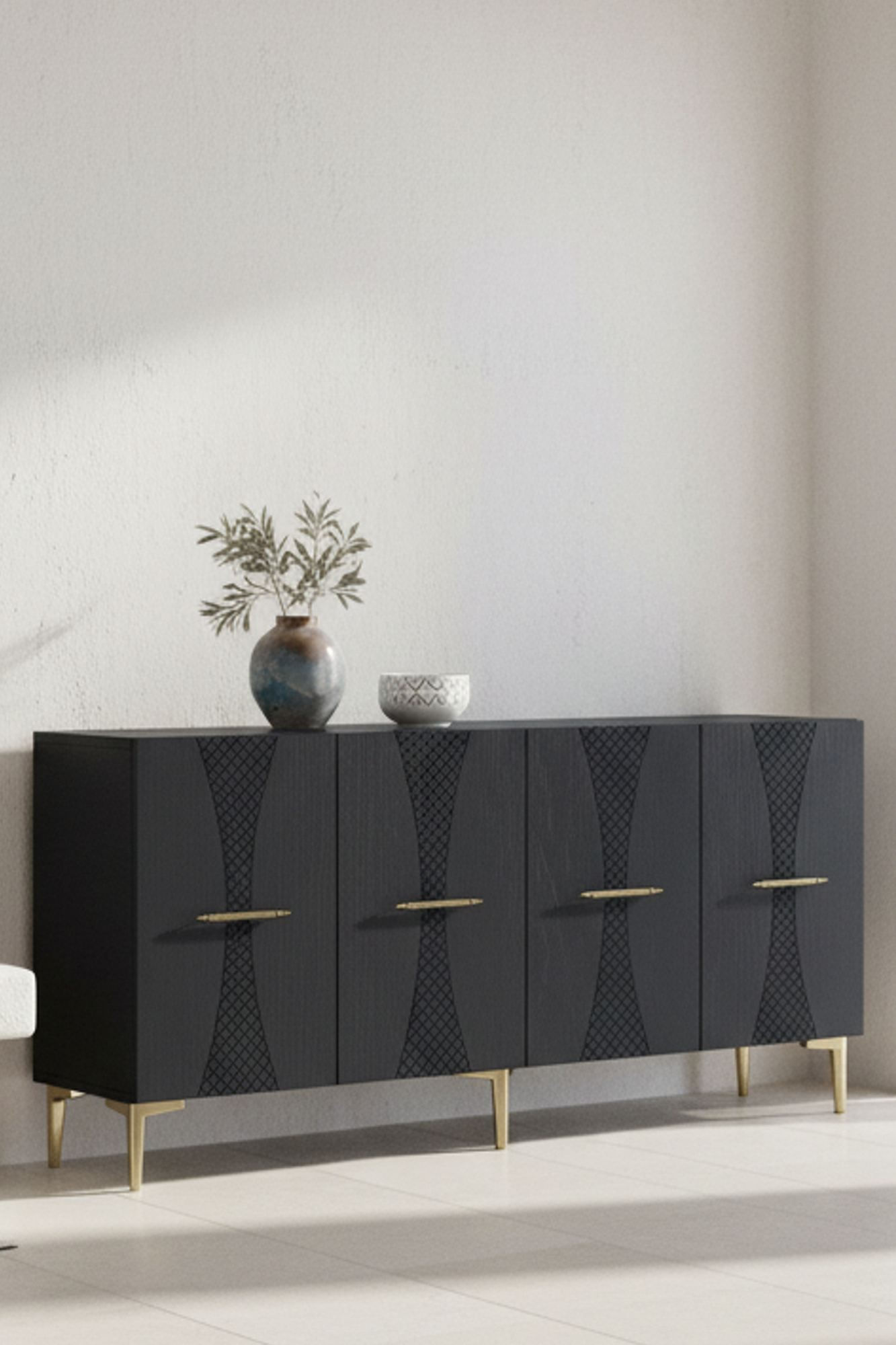 Consola Slim 150, 150 x 75 x 32 cm, antracit auriu, PAL melaminat, antracit / gold — imaginea 5