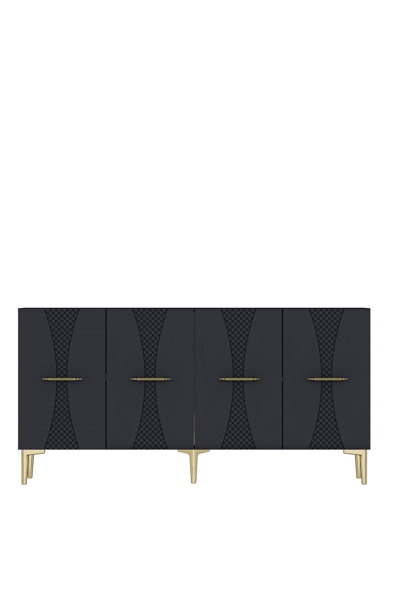 Consola Slim 150, 150 x 75 x 32 cm, antracit auriu, PAL melaminat, antracit / gold — imaginea 6