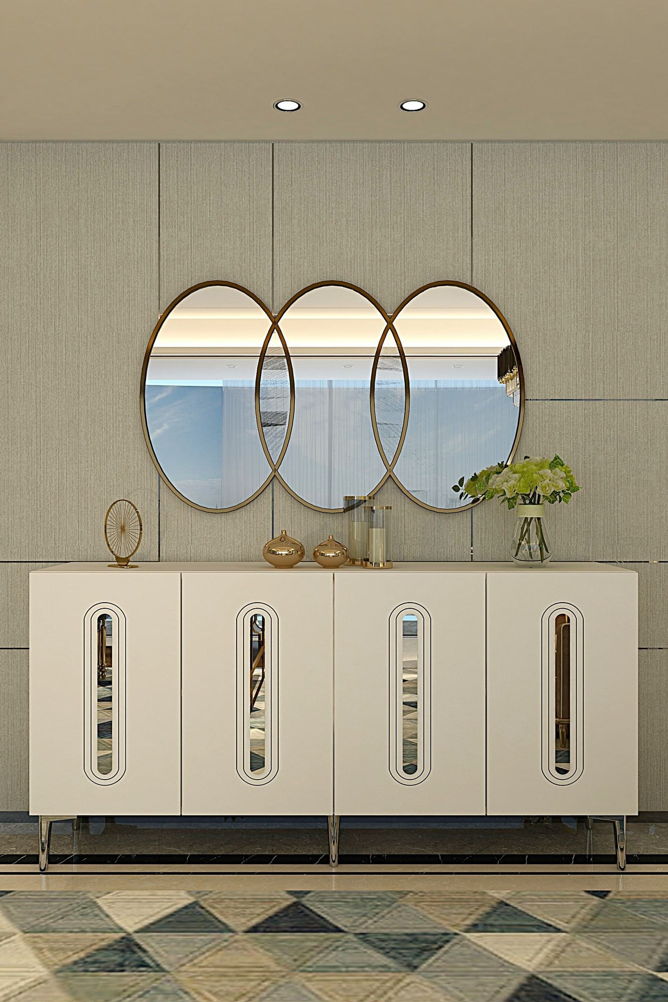 Consola Rany 150, 150 x 75 x 32 cm, alb argintiu, PAL melaminat, spatiu de depozitare, fixare pe perete, alb / silver — imaginea 6