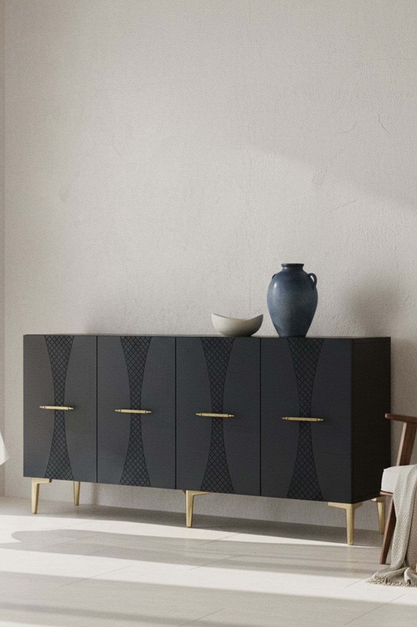 Consola Slim 150, 150 x 75 x 32 cm, antracit auriu, PAL melaminat, antracit / gold — imaginea 7