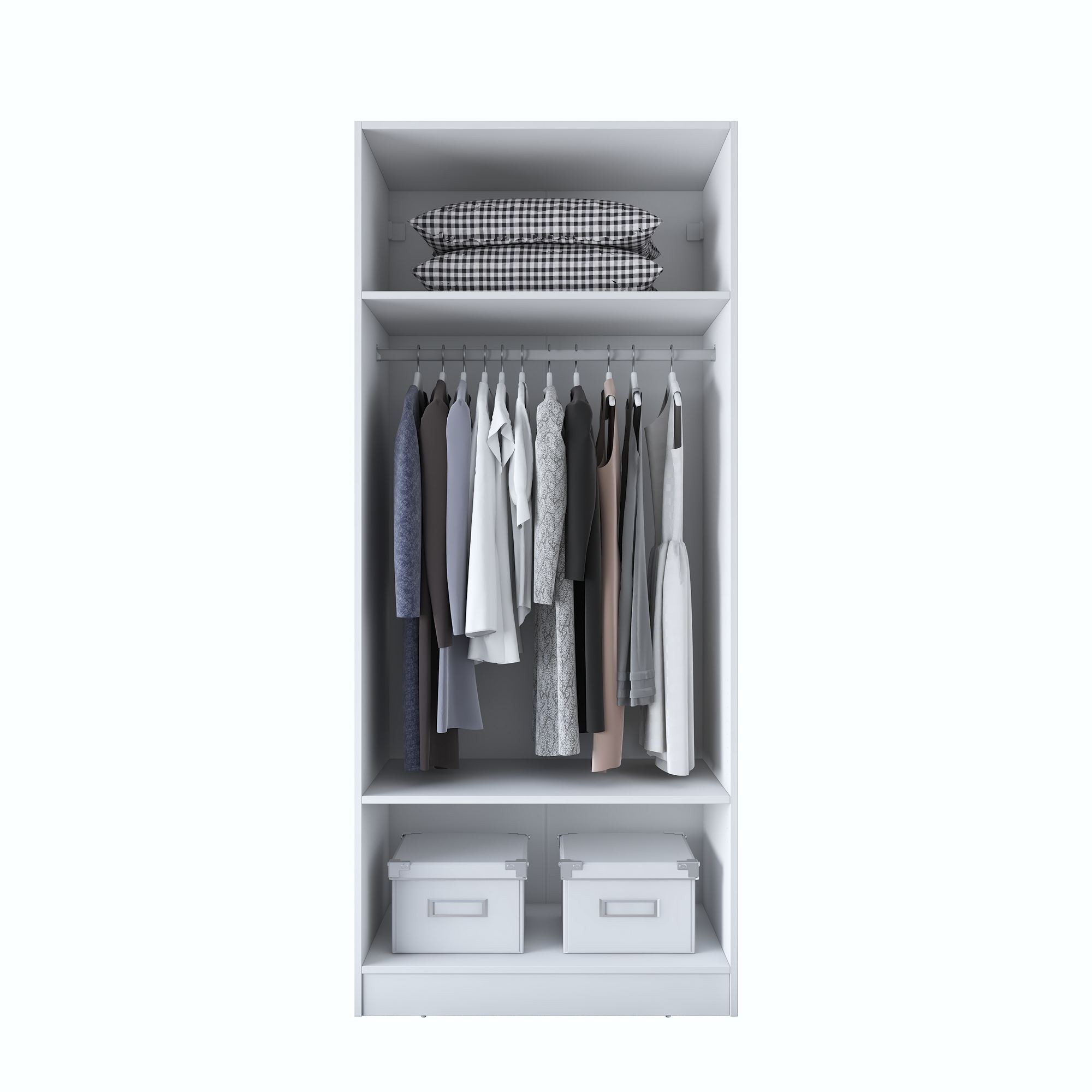 Dulap haine BA161, 90 x 210 x 57,5 cm, alb, PAL, spatiu de depozitare, fixare pe perete — imaginea 5