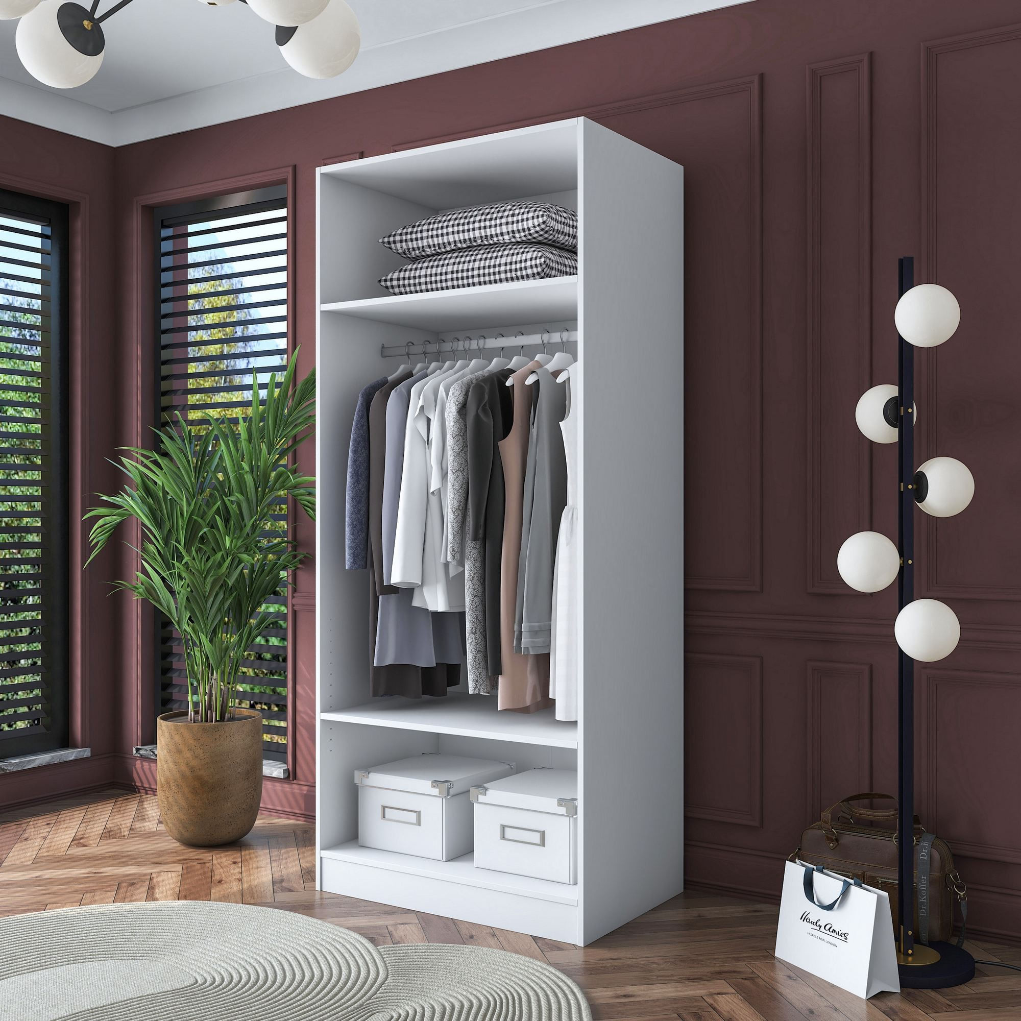Dulap haine BA161, 90 x 210 x 57,5 cm, alb, PAL, spatiu de depozitare, fixare pe perete — imaginea 12