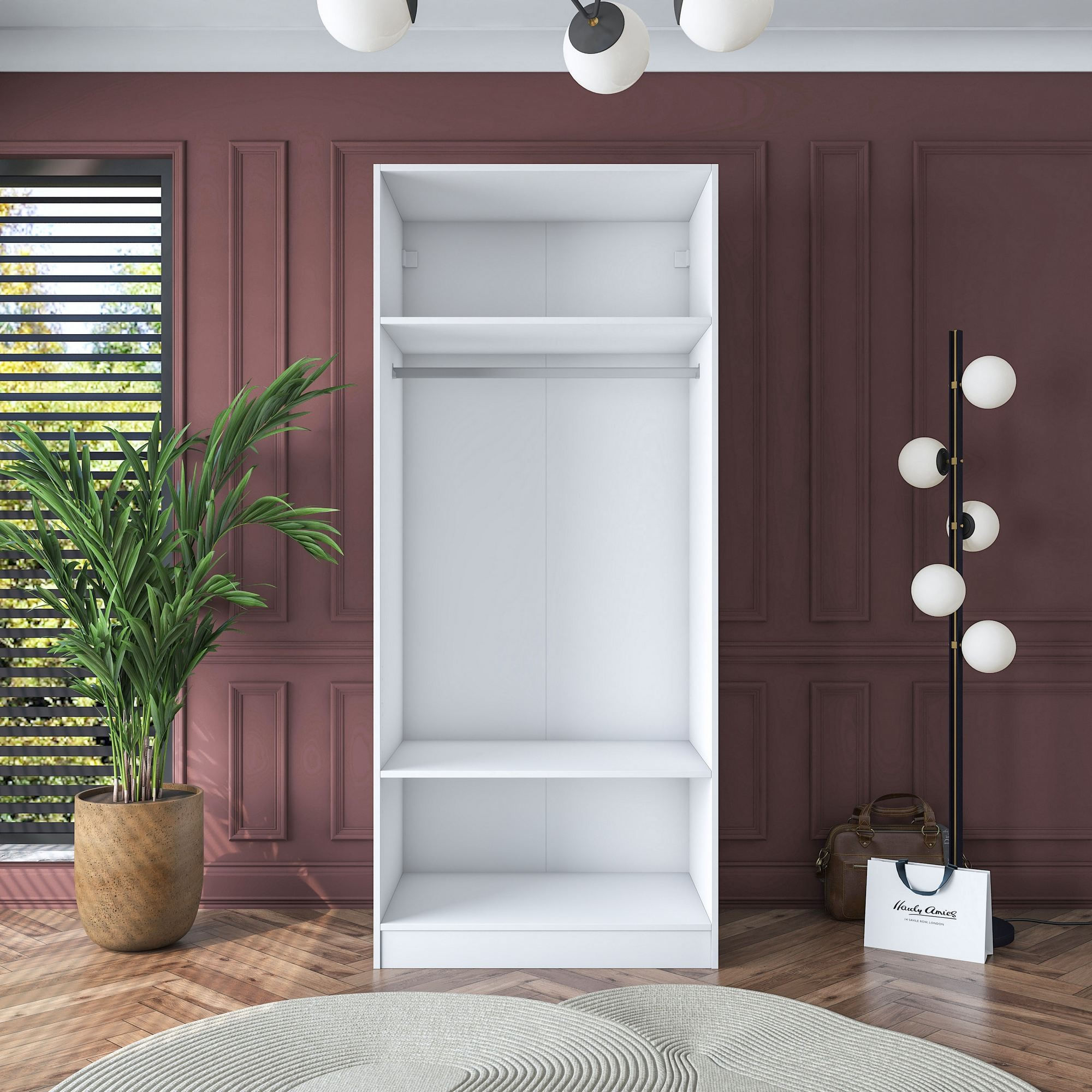 Dulap haine BA161, 90 x 210 x 57,5 cm, alb, PAL, spatiu de depozitare, fixare pe perete — imaginea 13