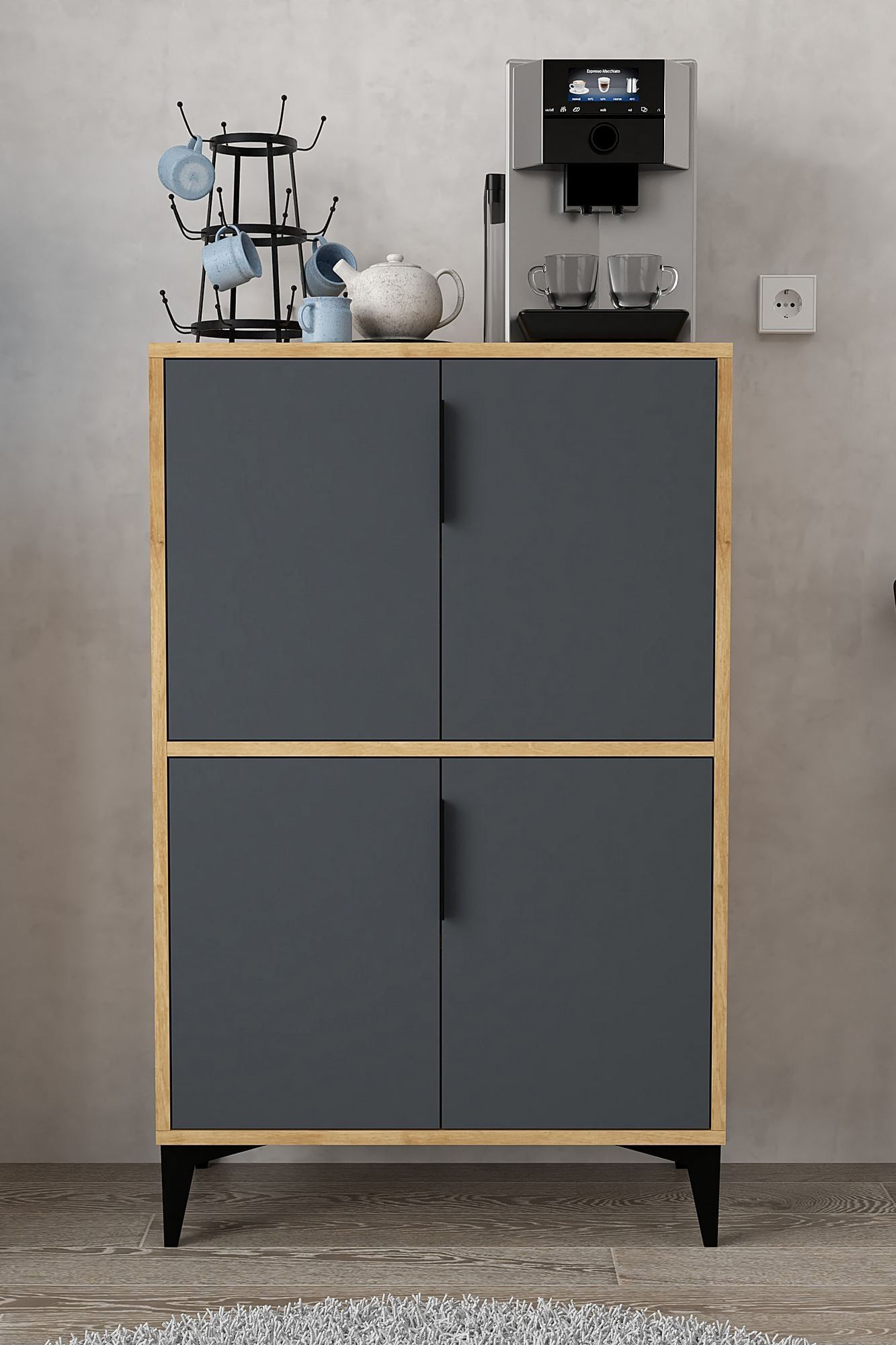 Dulap Ada 1403, 72 x 114 x 36,5 cm, stejar safir antracit, PAL melaminat — imaginea 2